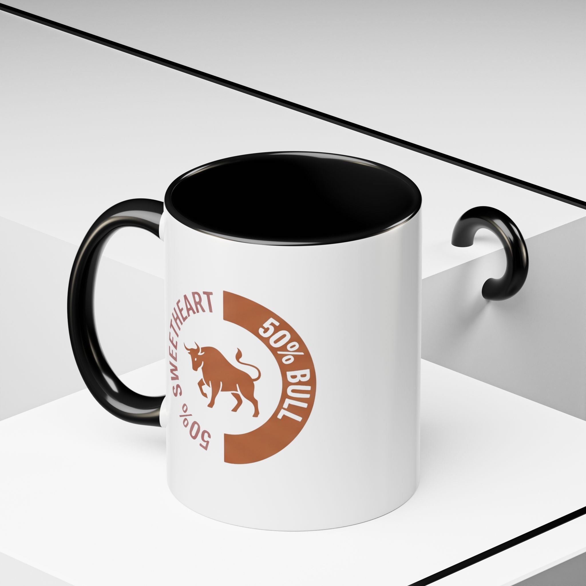 Coffee Mug – "50% Sweetheart 50% Bull" Accent Ceramic Mug