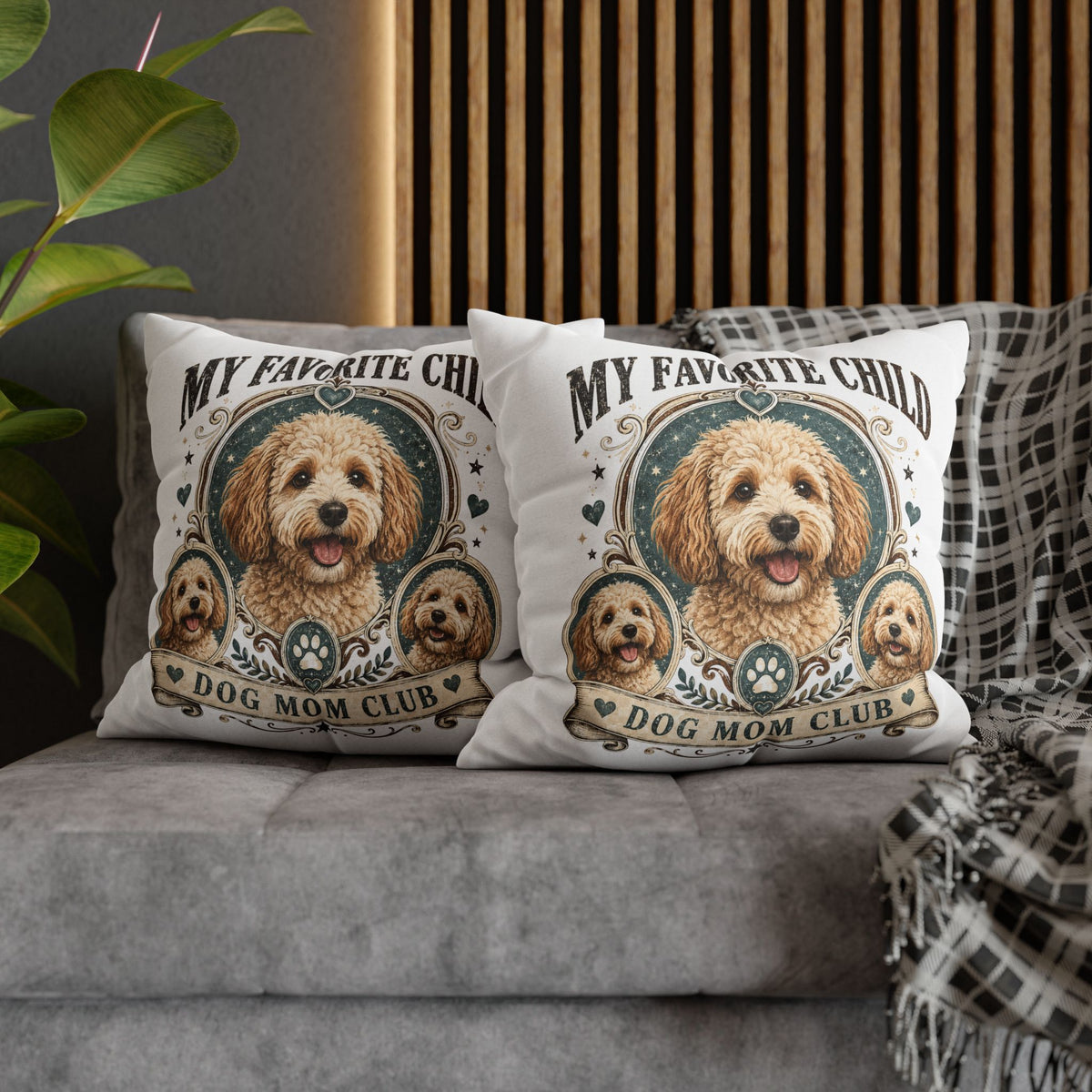My Favorite Child Dog Mom Club Pillowcase Milo Bailey Dog Dad Mom – Cute Goldendoodle Decorative Pillow Cover