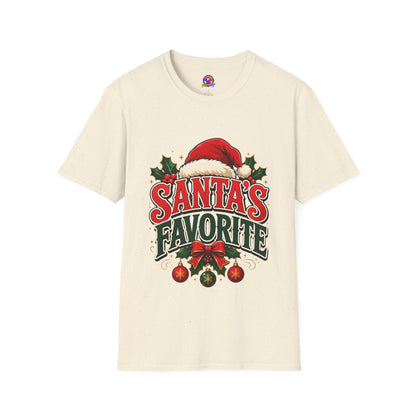 Santa's Favorite T-Shirt — Festive Christmas Tee with Santa Hat & Holly