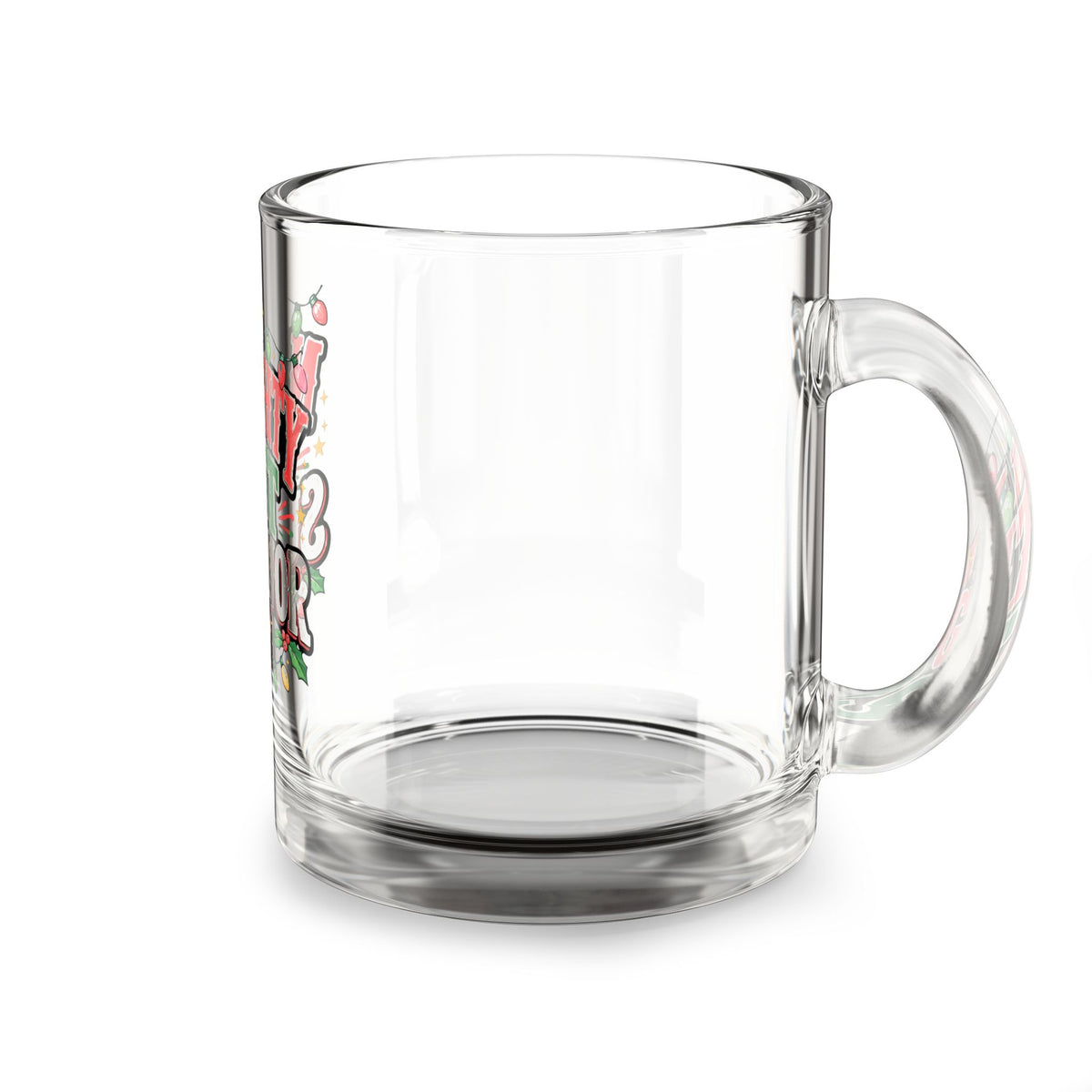 Christmas Glass Mug 10 oz Glass Mug — "Naughty List Survivor" Holiday Coffee Mug