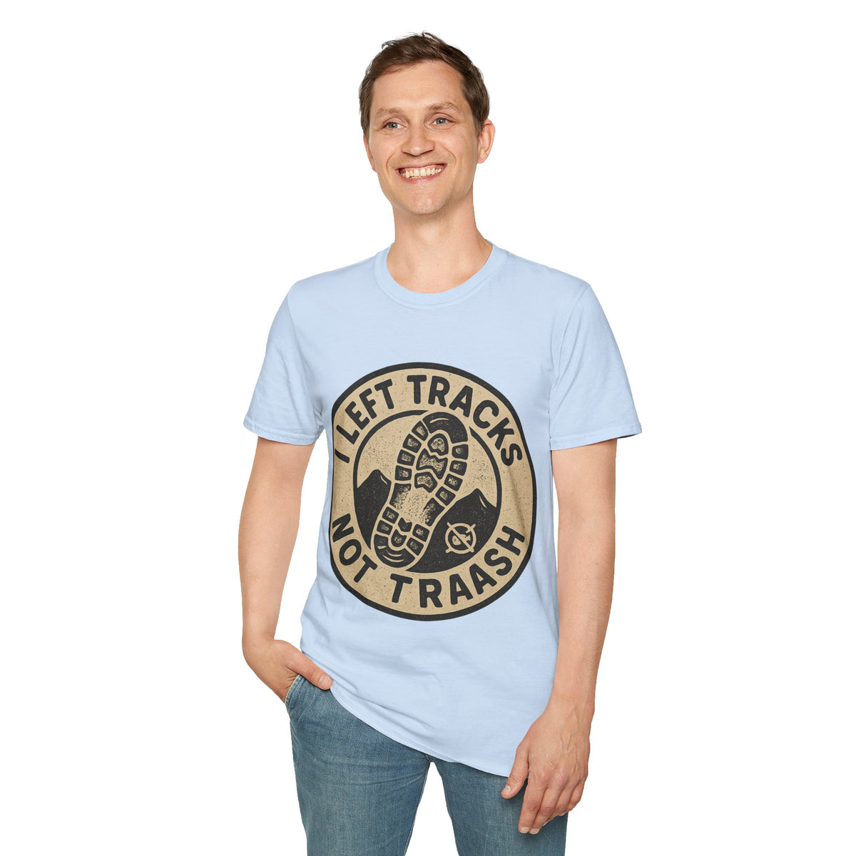 Left Tracks Not Trash Vintage Badge T-Shirt, Retro Leave No Trace Hiking Tee - Trending Now - September 2026