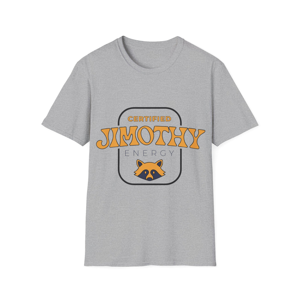 "Certified Jimothy Energy" Raccoon Emblem Graphic Tee - Trending Now - September 2026