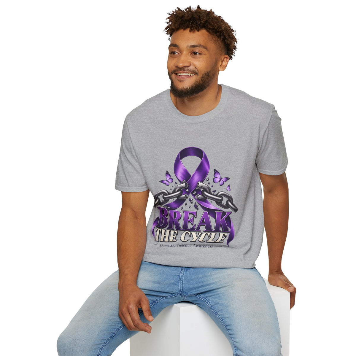 Break The Cycle Purple Ribbon T-Shirt — Domestic Violence Awareness Tee
