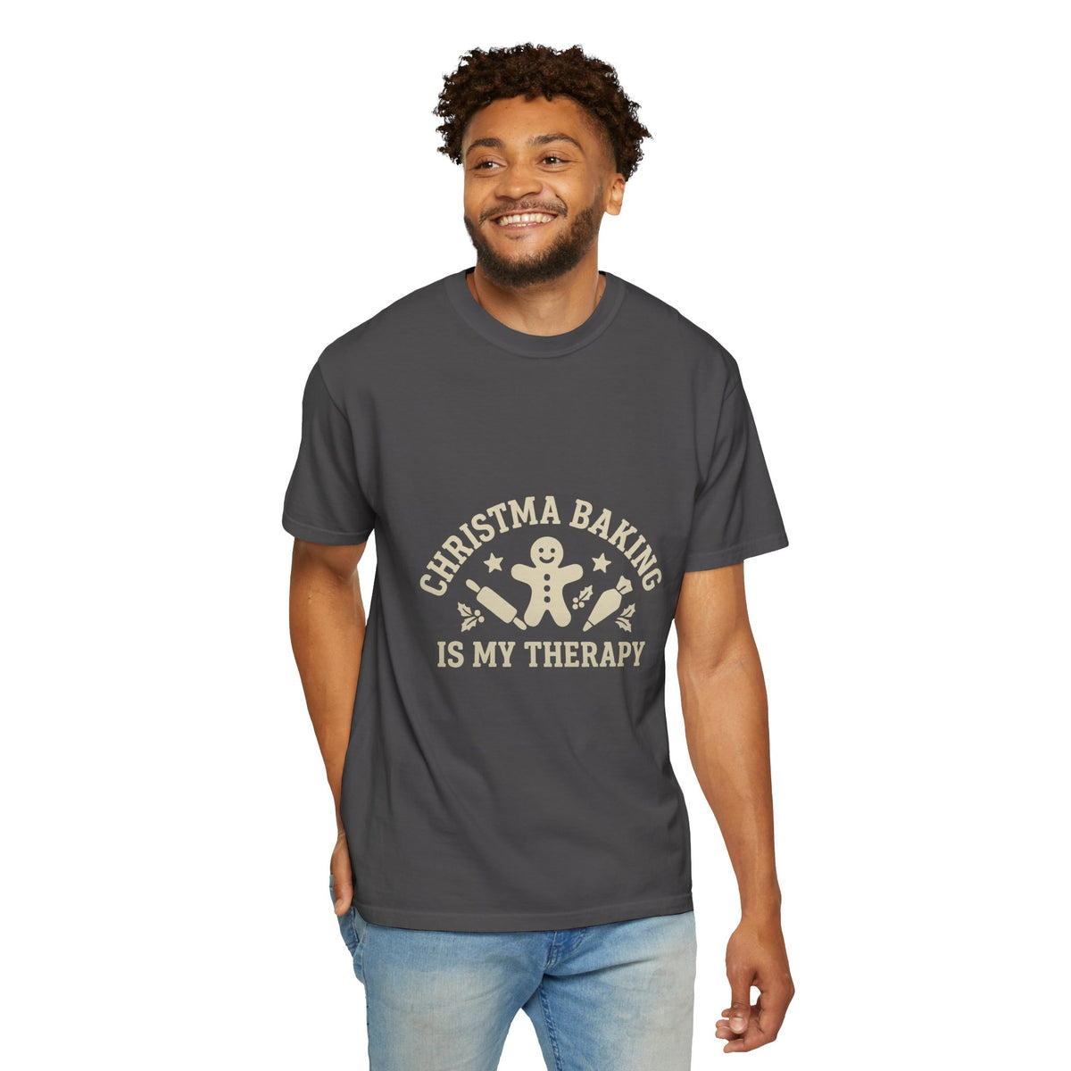 Christmas Baking T-Shirt — "Christmas Baking Is My Therapy" Gingerbread Holiday Tee- Trending Now - October 2026