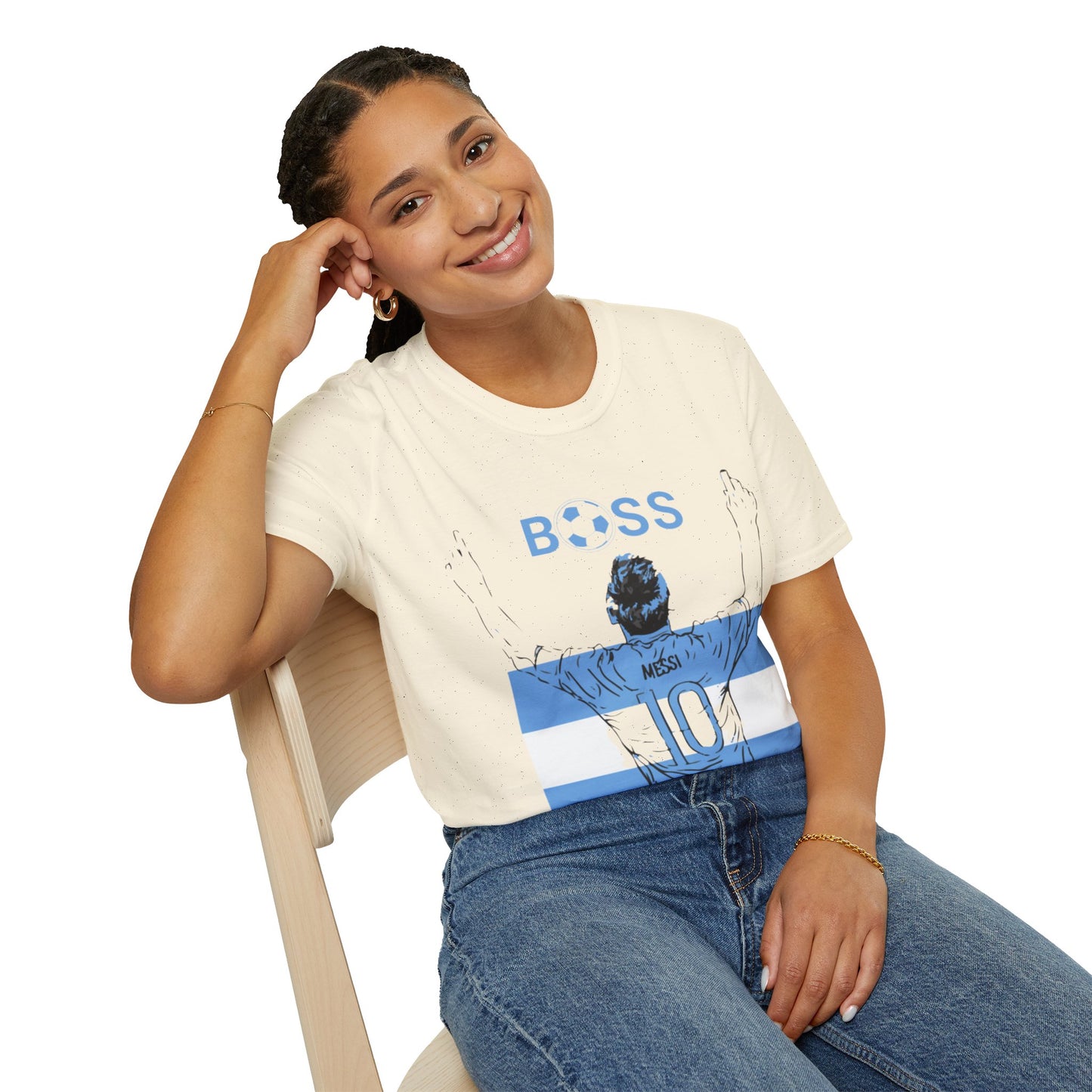 Soccer Boss T‑Shirt — 'BOSS' Striped Football Player Graphic Tee