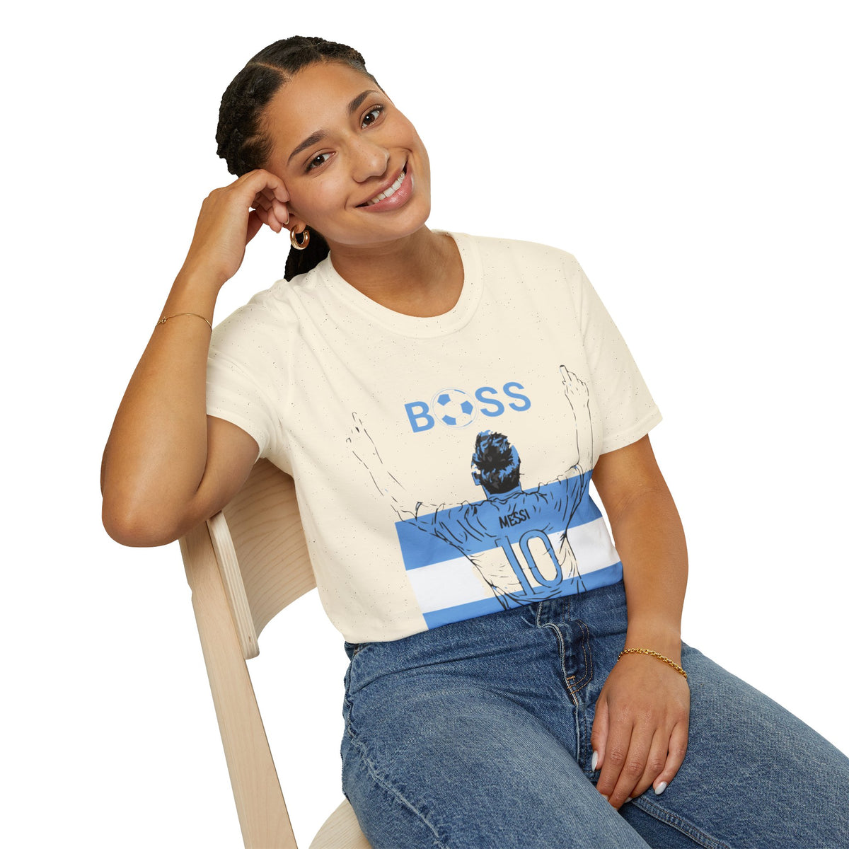Soccer Boss T‑Shirt — 'BOSS' Striped Football Player Graphic Tee