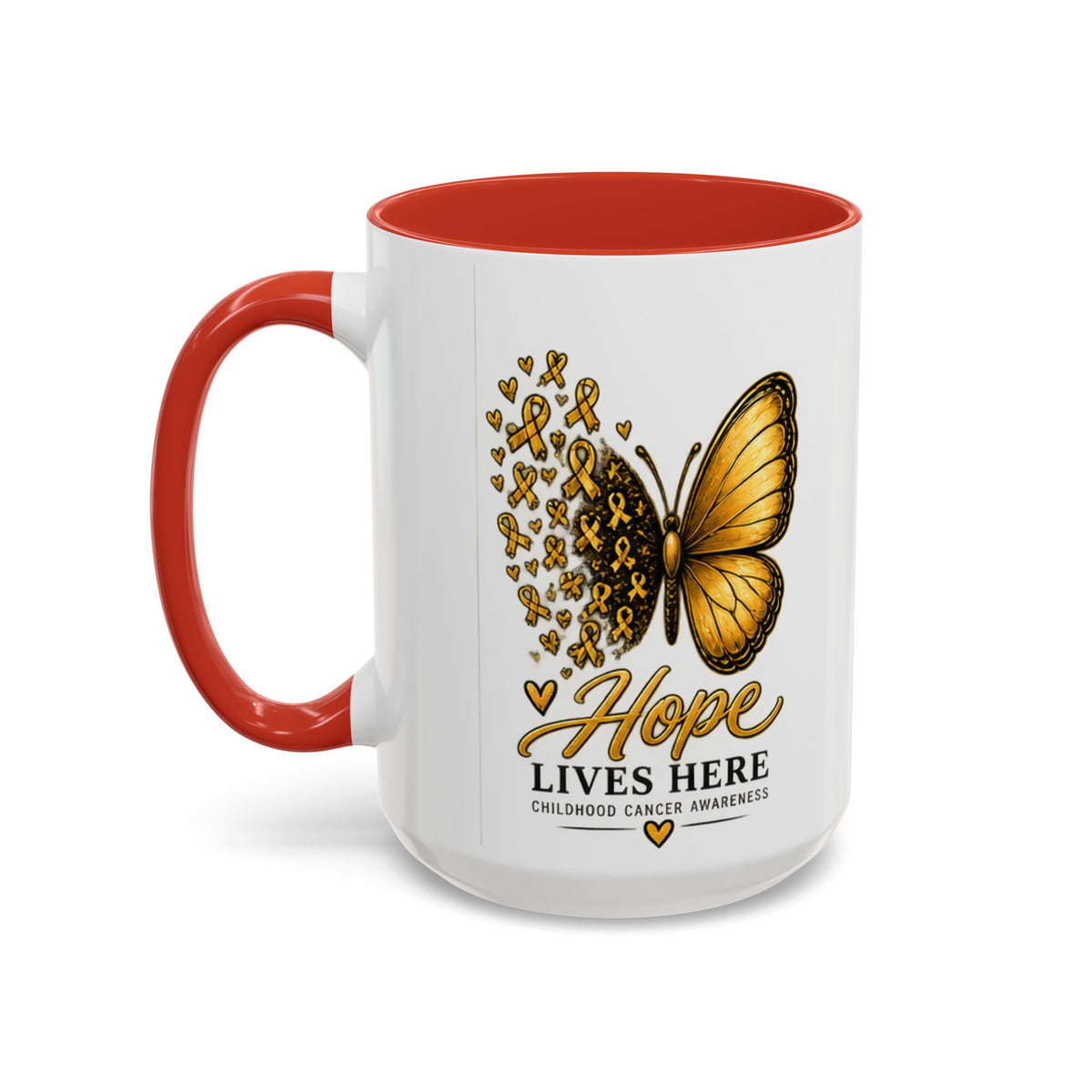 Hope Lives Here Childhood Cancer Awareness Accent Coffee Mug