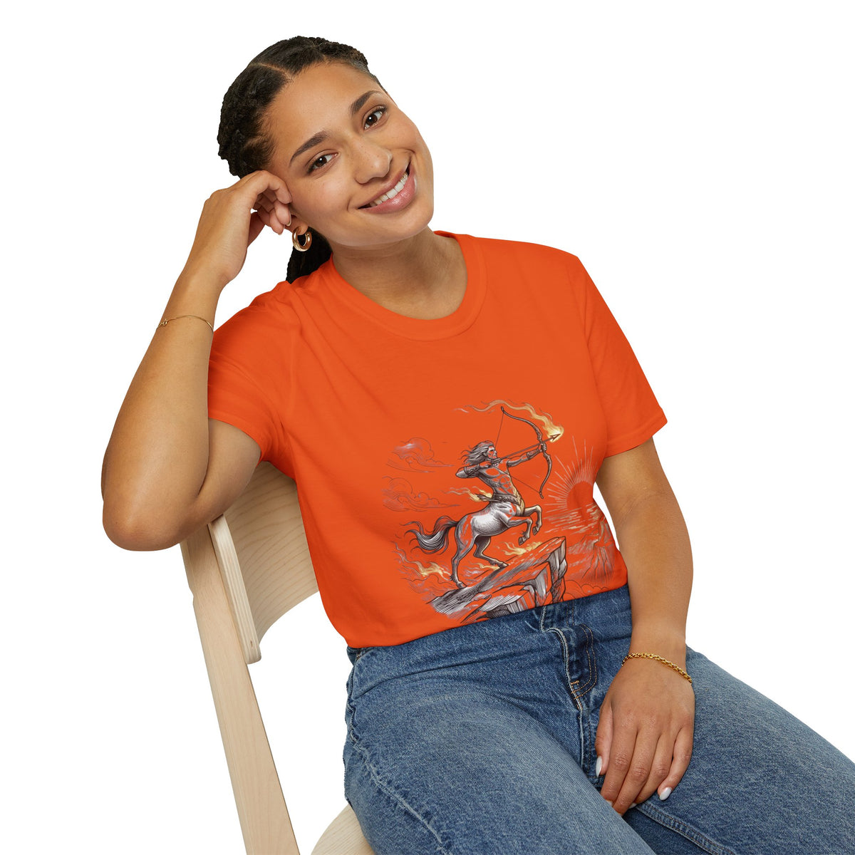 Sagittarius Centaur Archer T-Shirt — Mythical Archer Graphic Tee (Flaming Bow)