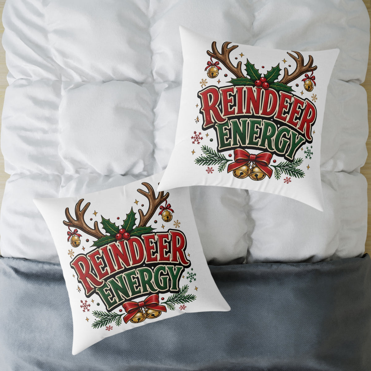 Reindeer Energy Christmas Throw Pillow