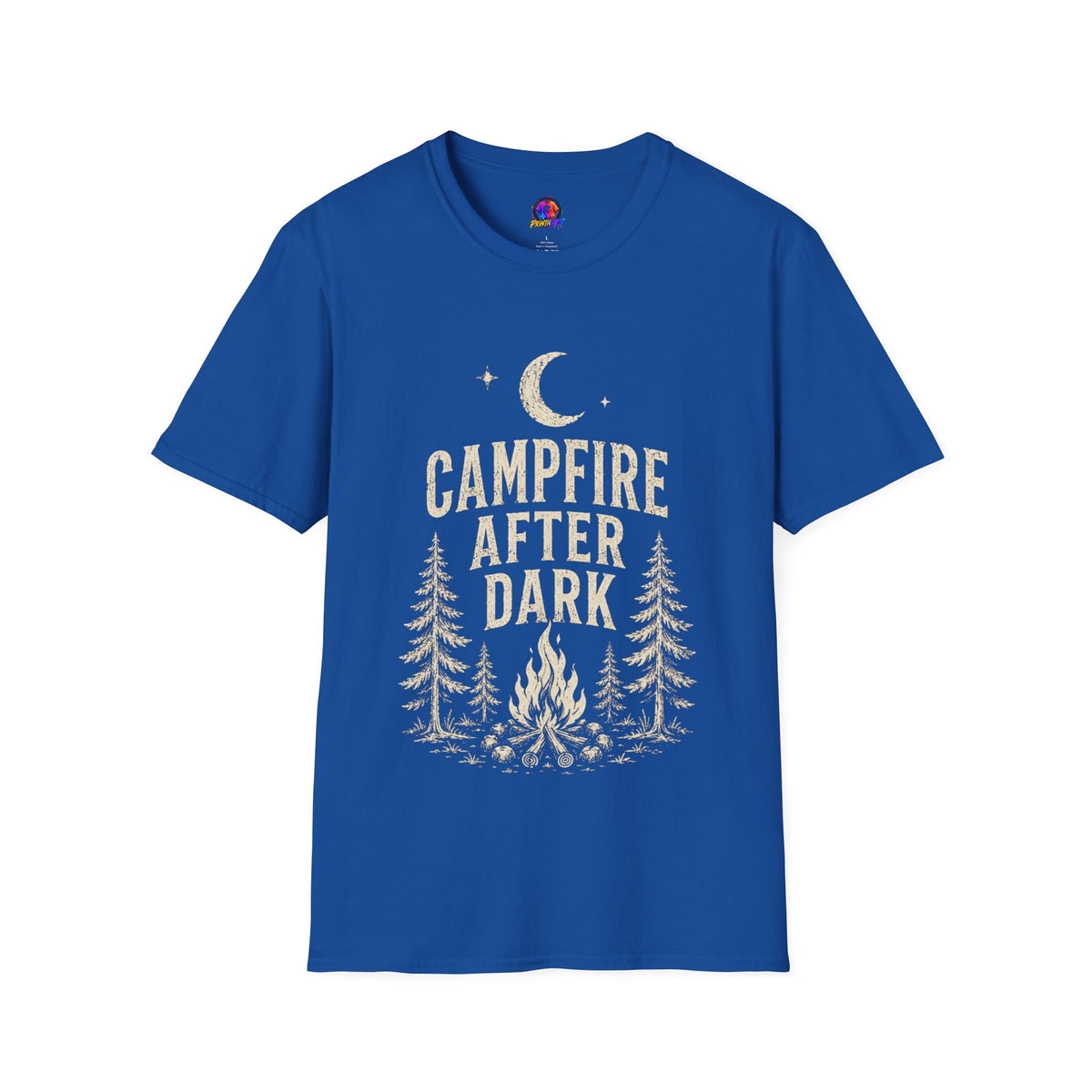 Campfire After Dark T-Shirt — Vintage Moon & Pine Camping Tee