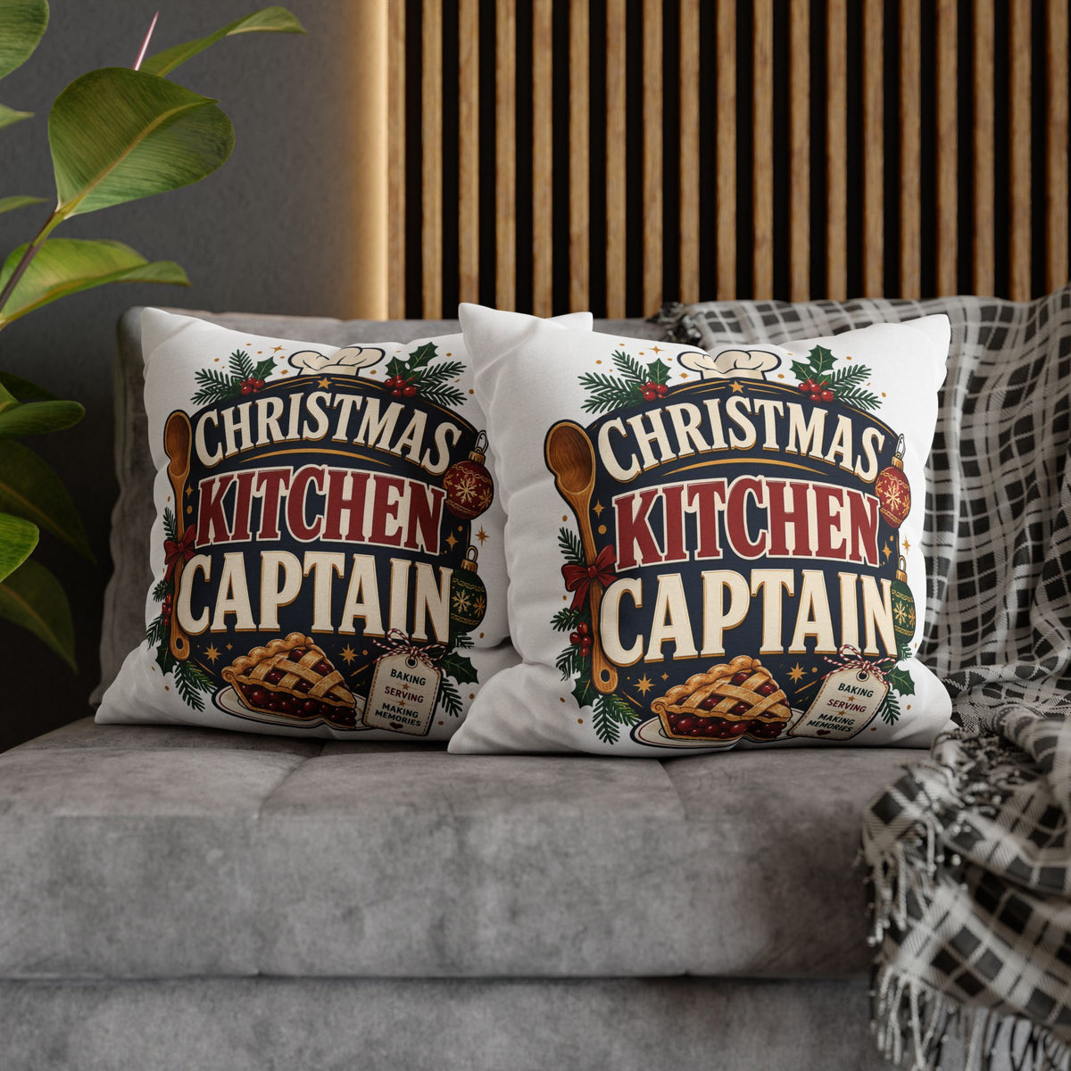 Christmas Kitchen Captain Pillowcase Modern Day Christmas  — Holiday Baking Decorative Throw Pillowcase