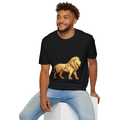 Leo Zodiac Lion T-Shirt — Gold Astrology Tee for Leo Birthdays & Zodiac Fans