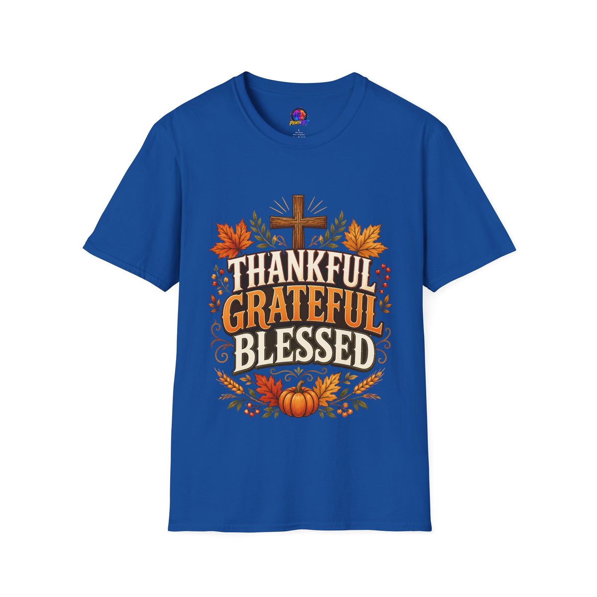 Thanksgiving T-Shirt Thankful Grateful Blessed T-Shirt — Fall Thanksgiving Christian Tee