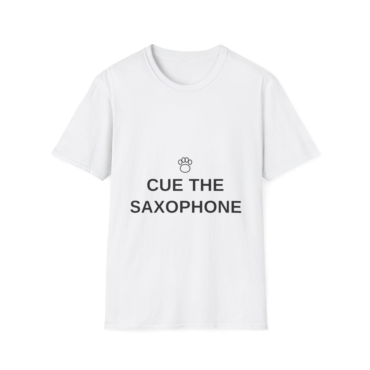 Cue The Saxophone Paw Print Tee - Minimalist Cute Pet Music Lover Graphic T-Shirt - Trending Now - September 2026
