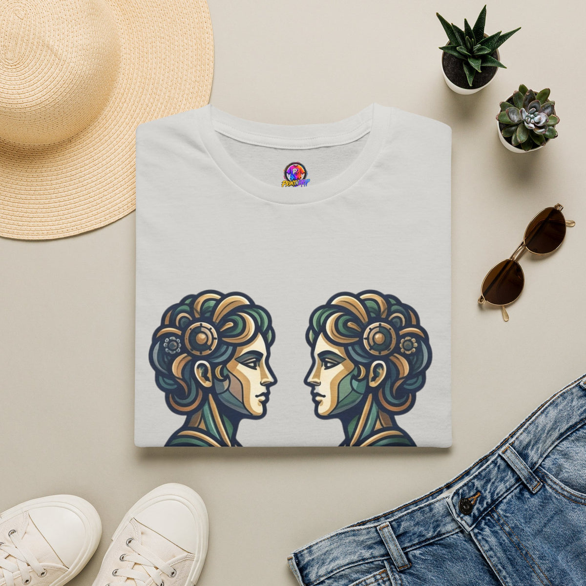 Gemini Zodiac T‑Shirt — Vintage Twins Astrology Tee ("Gemini: Jack of All Trades")