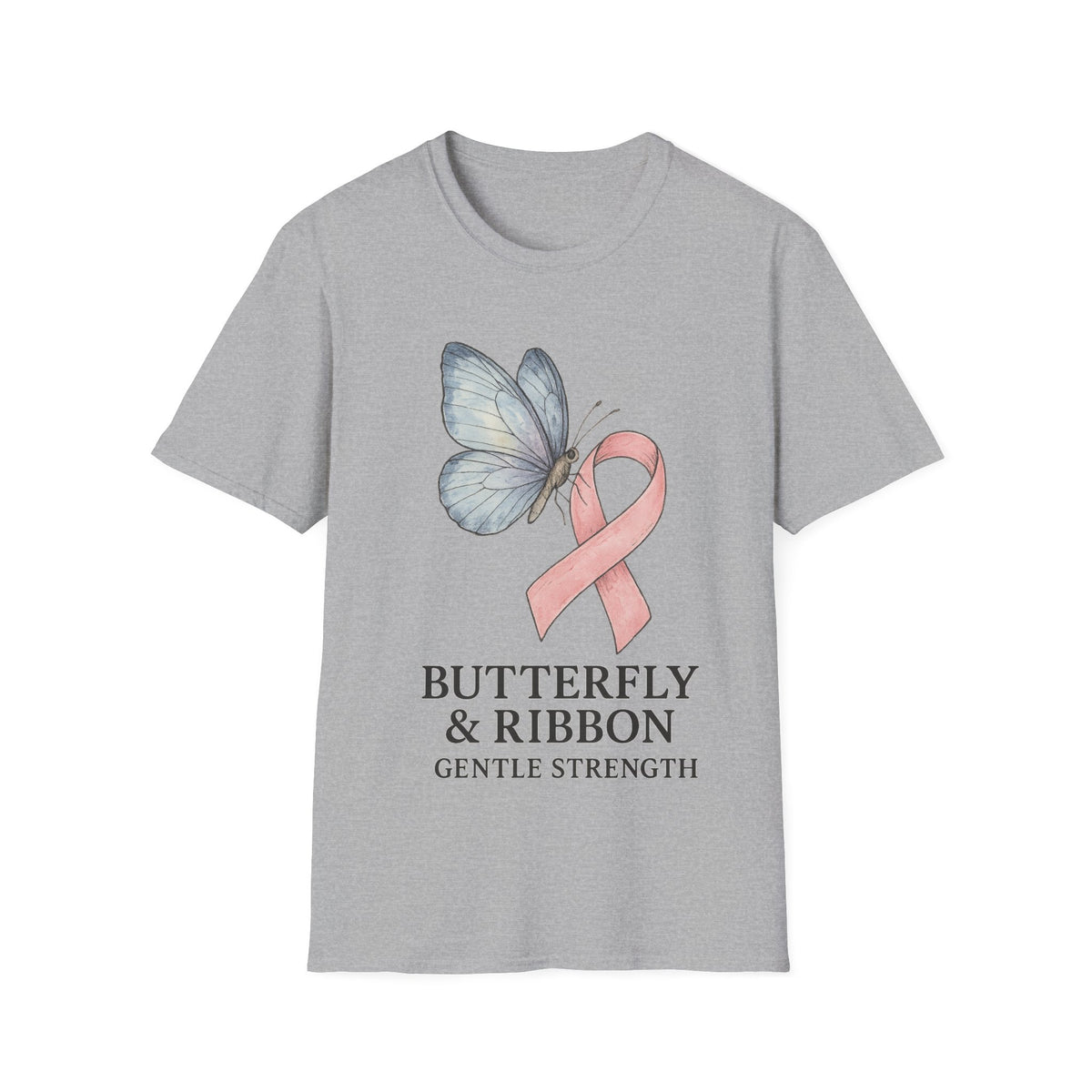 Butterfly and Ribbon Gentle Strength Graphic Tee, Pink Ribbon Breast Cancer T-Shirt - Trending Now - September 2026
