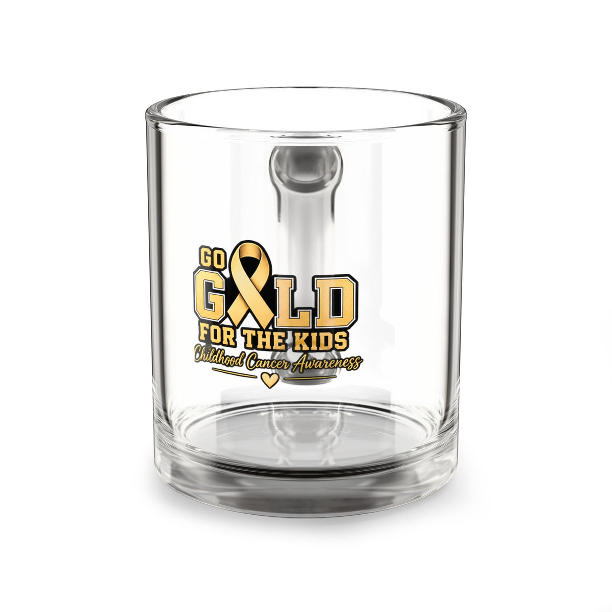Go Gold For The Kids 10oz Glass Mug — Childhood Cancer Awareness Ribbon