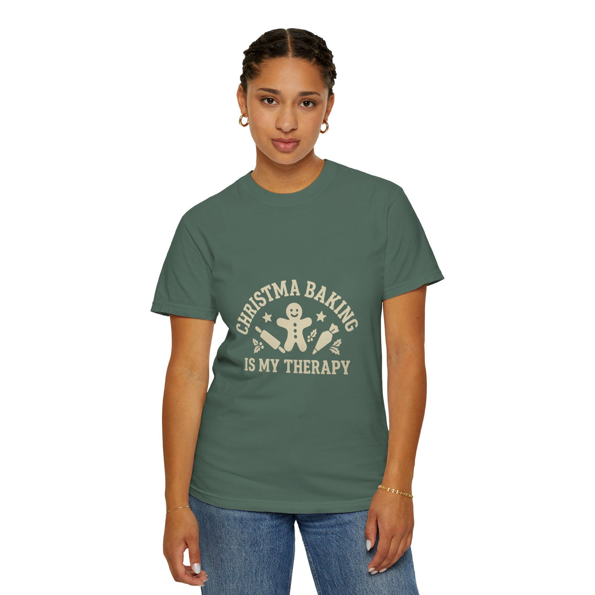 Christmas Baking T-Shirt — "Christmas Baking Is My Therapy" Gingerbread Holiday Tee- Trending Now - October 2026