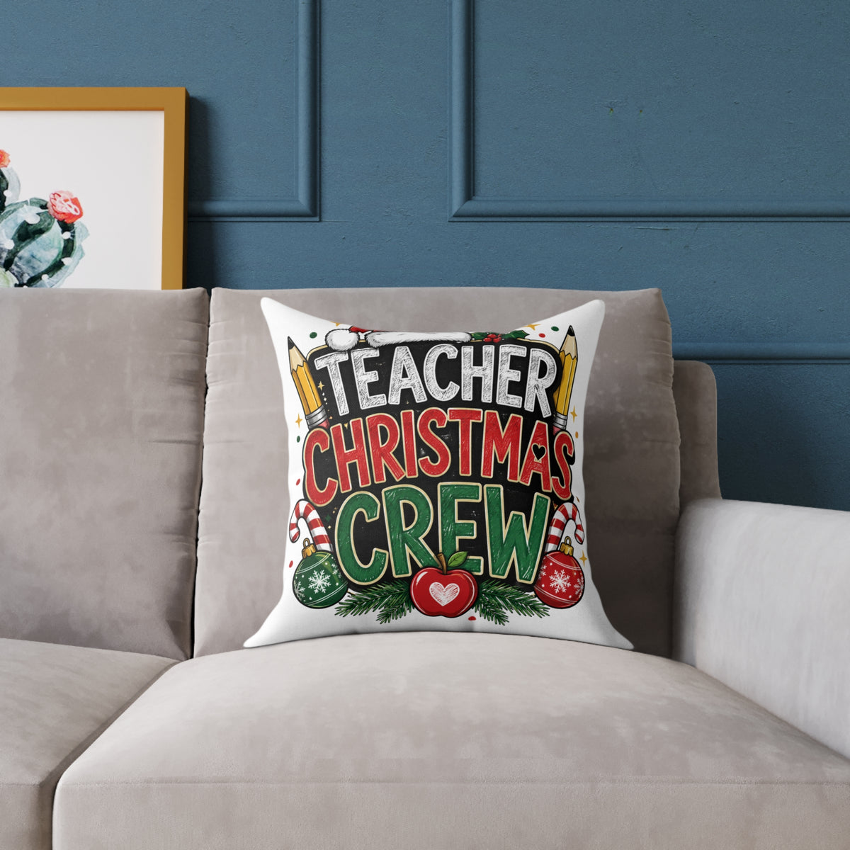 Teacher Christmas Crew Pillow — Holiday Classroom Decorative Throw Pillow