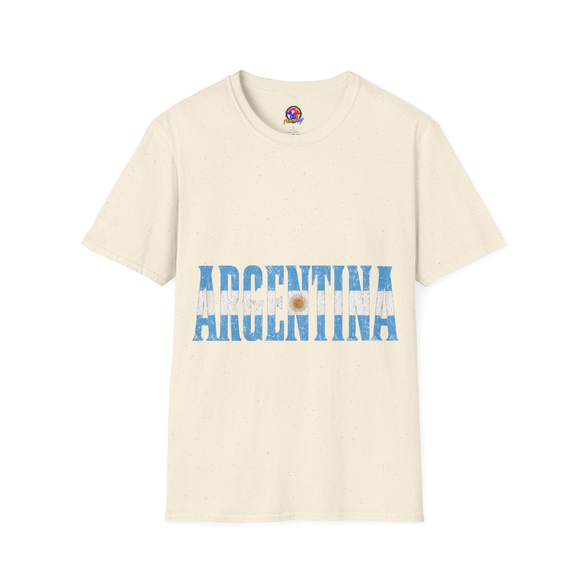 Argentina Flag Stripe T-Shirt — Vintage Blue 'ARGENTINA' Graphic Tee