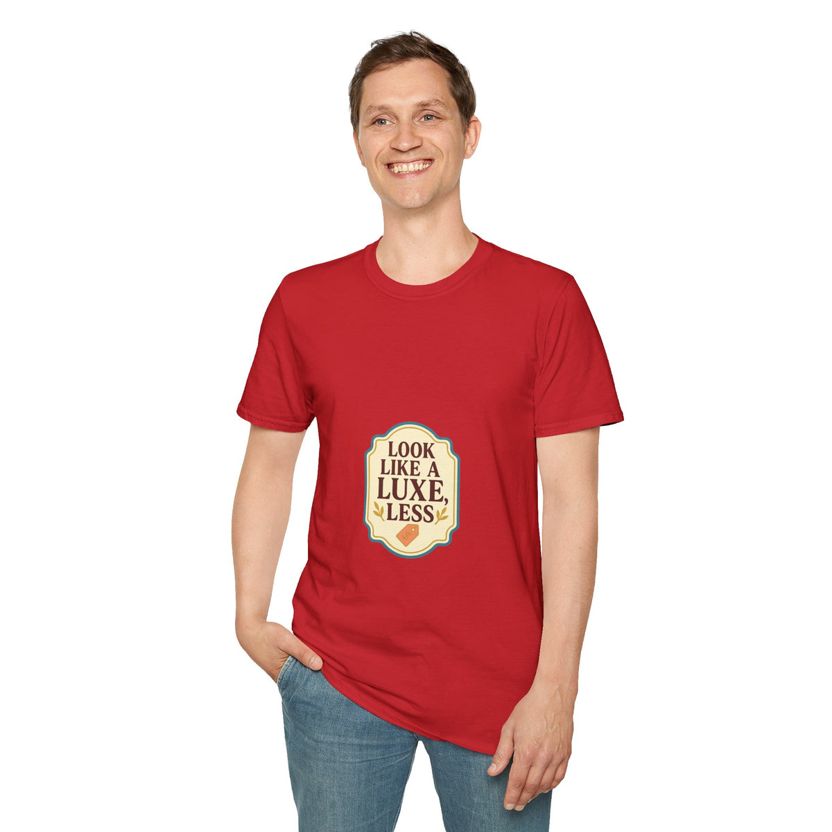 T-Shirt — "Look Like a Luxe Less" Retro Badge Graphic Tee - Trending Now - October 2026
