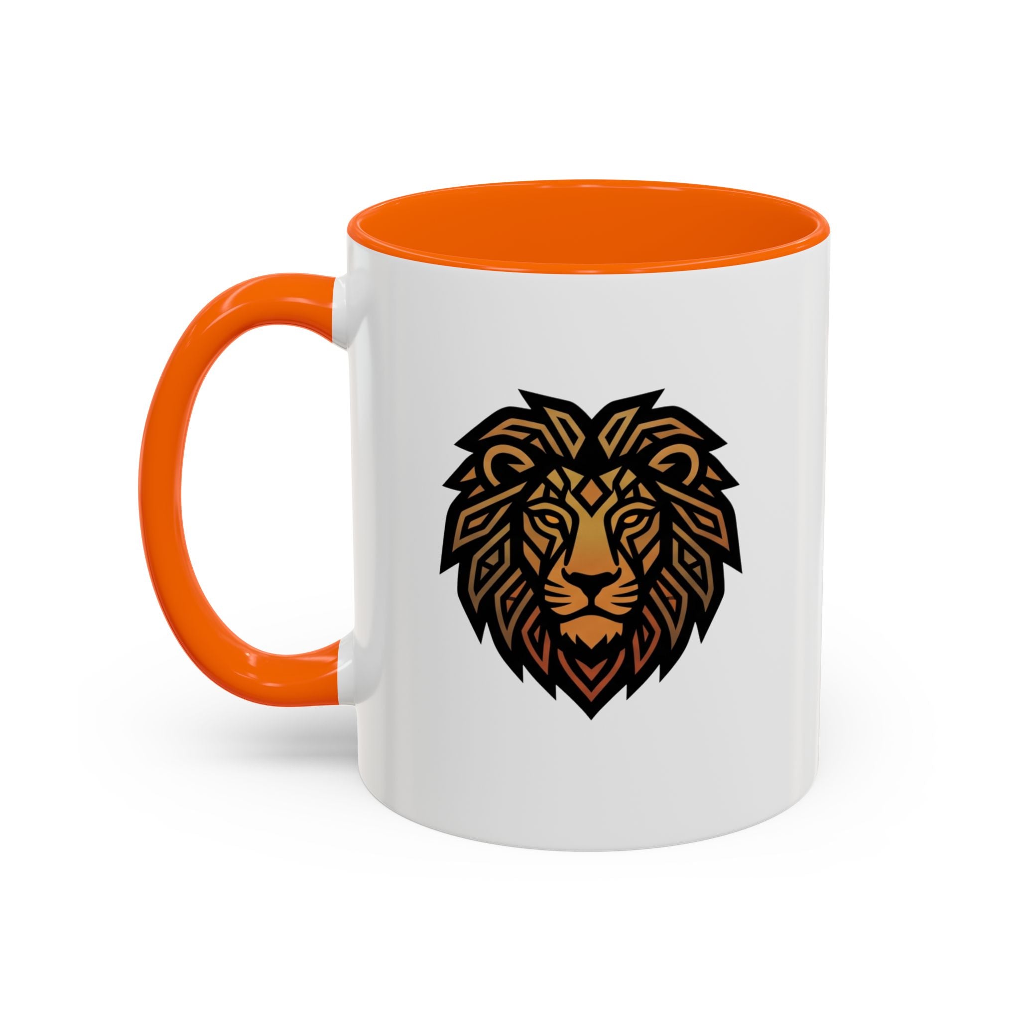 Lion Head Accent Coffee Mug — Bold Geometric Mane Design