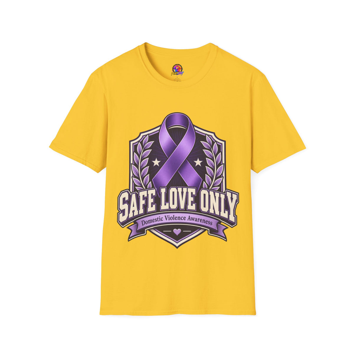 Domestic Violence Awareness T-Shirt — "Safe Love Only" Purple Ribbon Tee