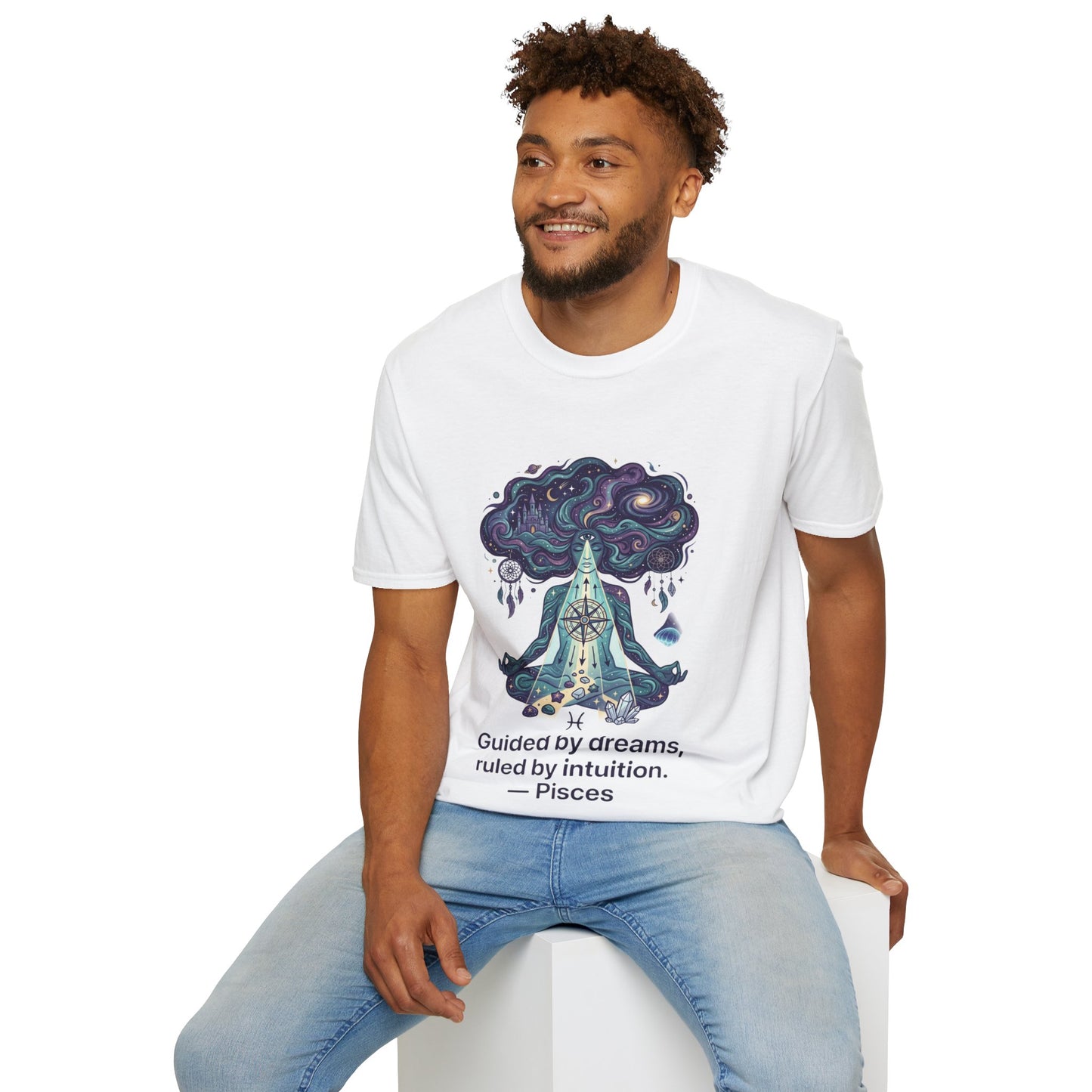 Dreamy Meditation T-Shirt — 'Guided by dreams, ruled by intuition' Spiritual Art Tee