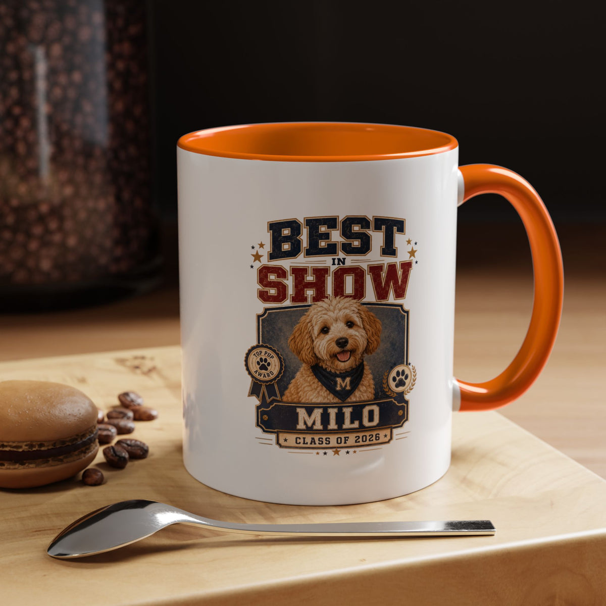 Milo Bailey Dog Dad Mom Best in Show Personalized Dog Photo Coffee Mug — Custom Name & Year