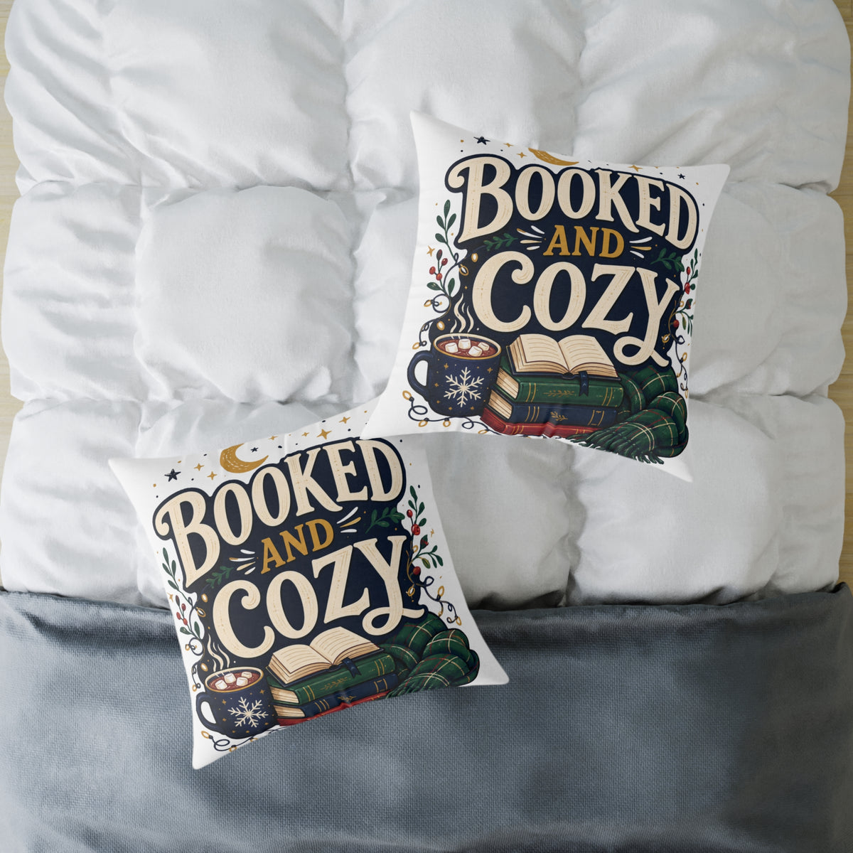 Modern Day Christmas Booked And Cozy Square Pillow