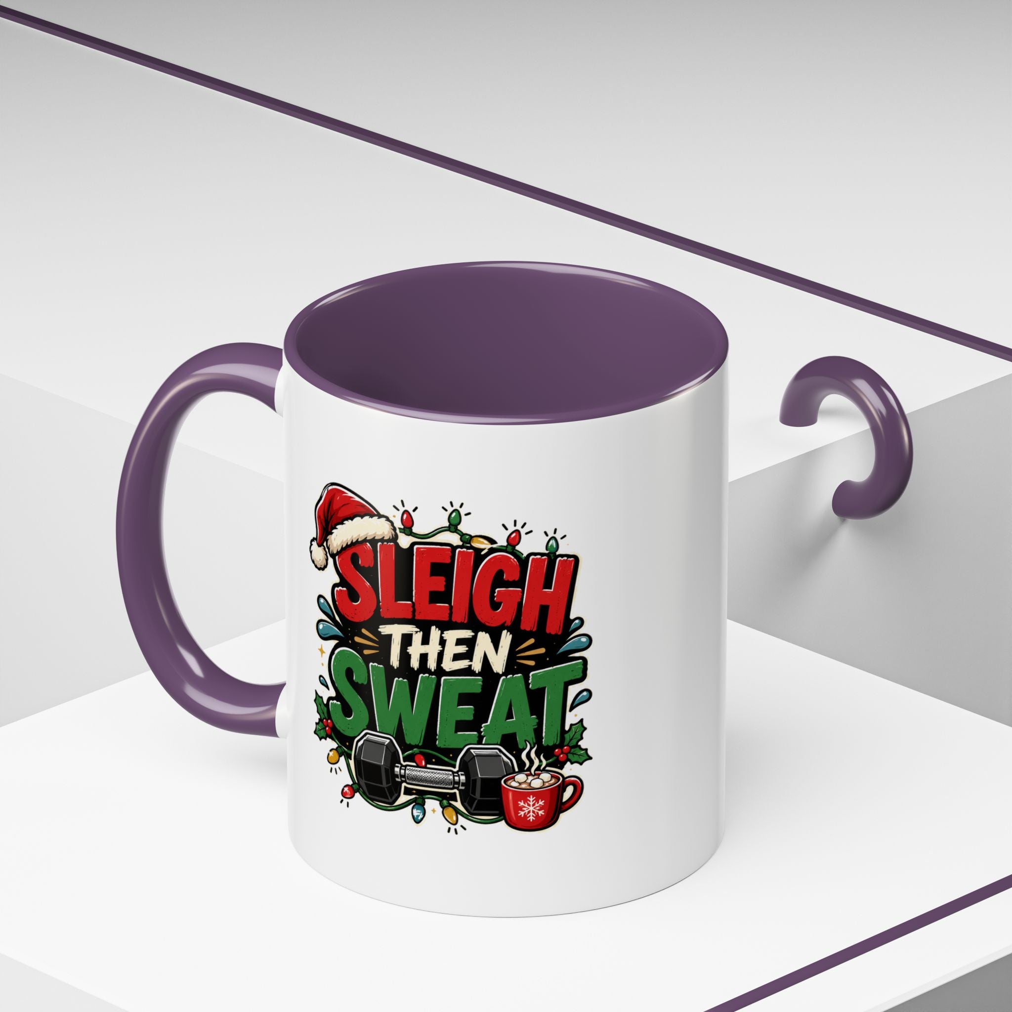 Modern Day Christmas Sleigh Then Sweat Coffee Mug — Festive Gym Motivational Holiday Gift