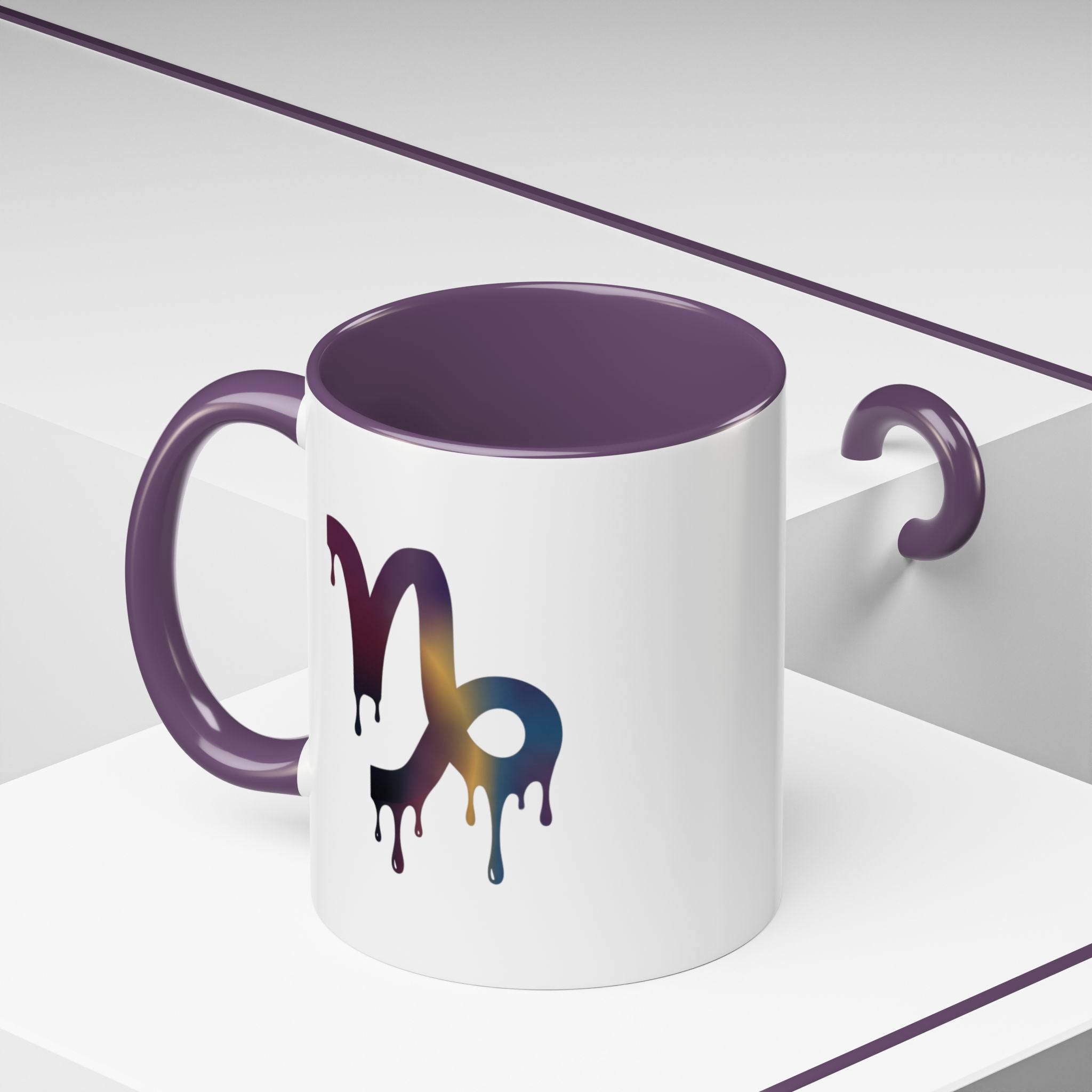 Capricorn Drip Accent Coffee Mug — Zodiac Symbol Gradient