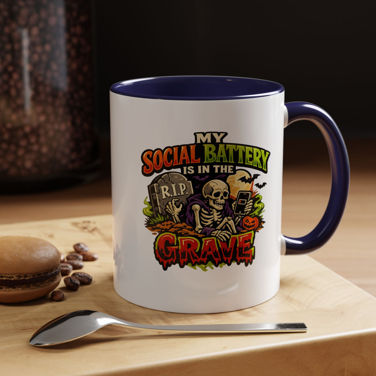 Halloween  Social Battery Is Low Accent Coffee Mug