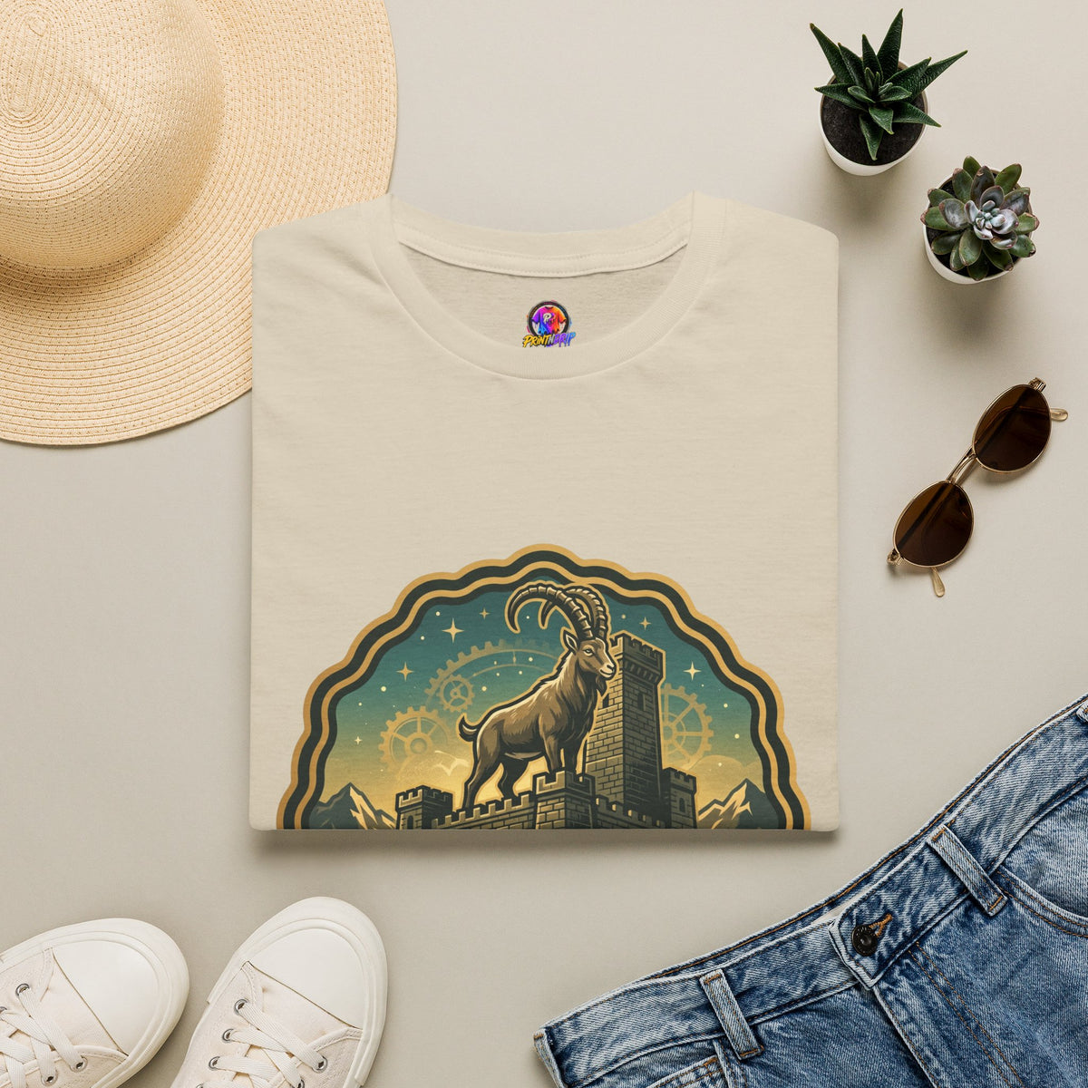 Silent Moves, Loud Results Goat Graphic Tee — Motivational Mountain Goat Shirt