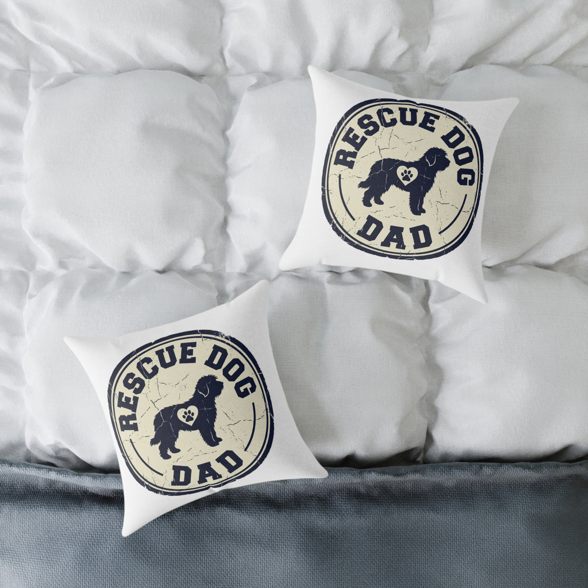 Funny Rescue Dog Dad Decorative Pillow — Vintage Pet Adoption Throw Pillow