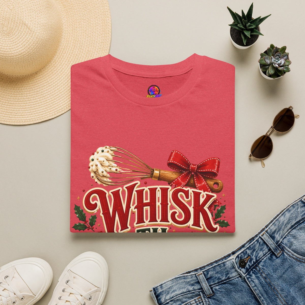Christmas Baking T-Shirt — "Whisk 'Til Merry" Holiday Tee
