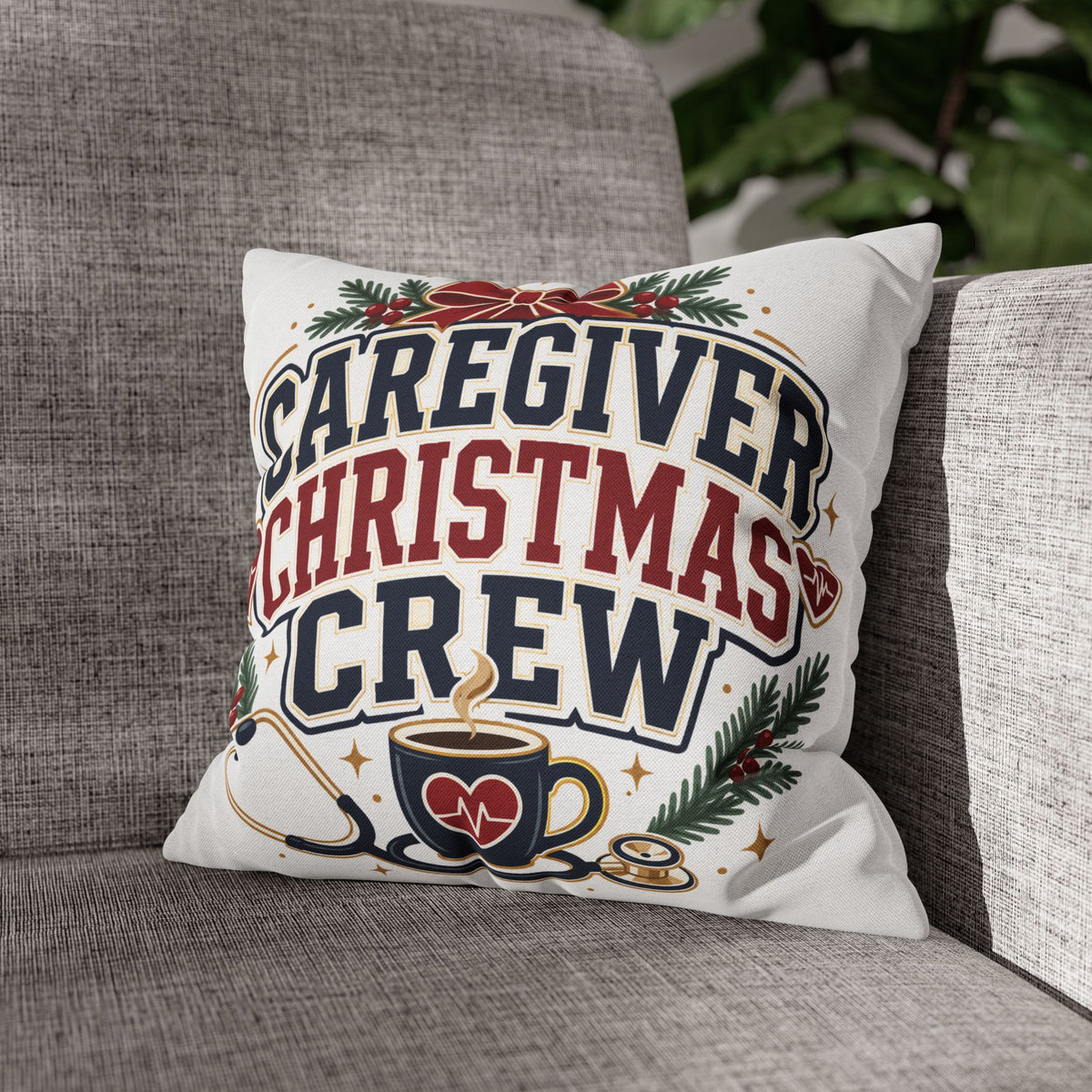 Caregiver Christmas Crew Pillowcase Modern Day Christmas – Festive Nurse & Healthcare Gift