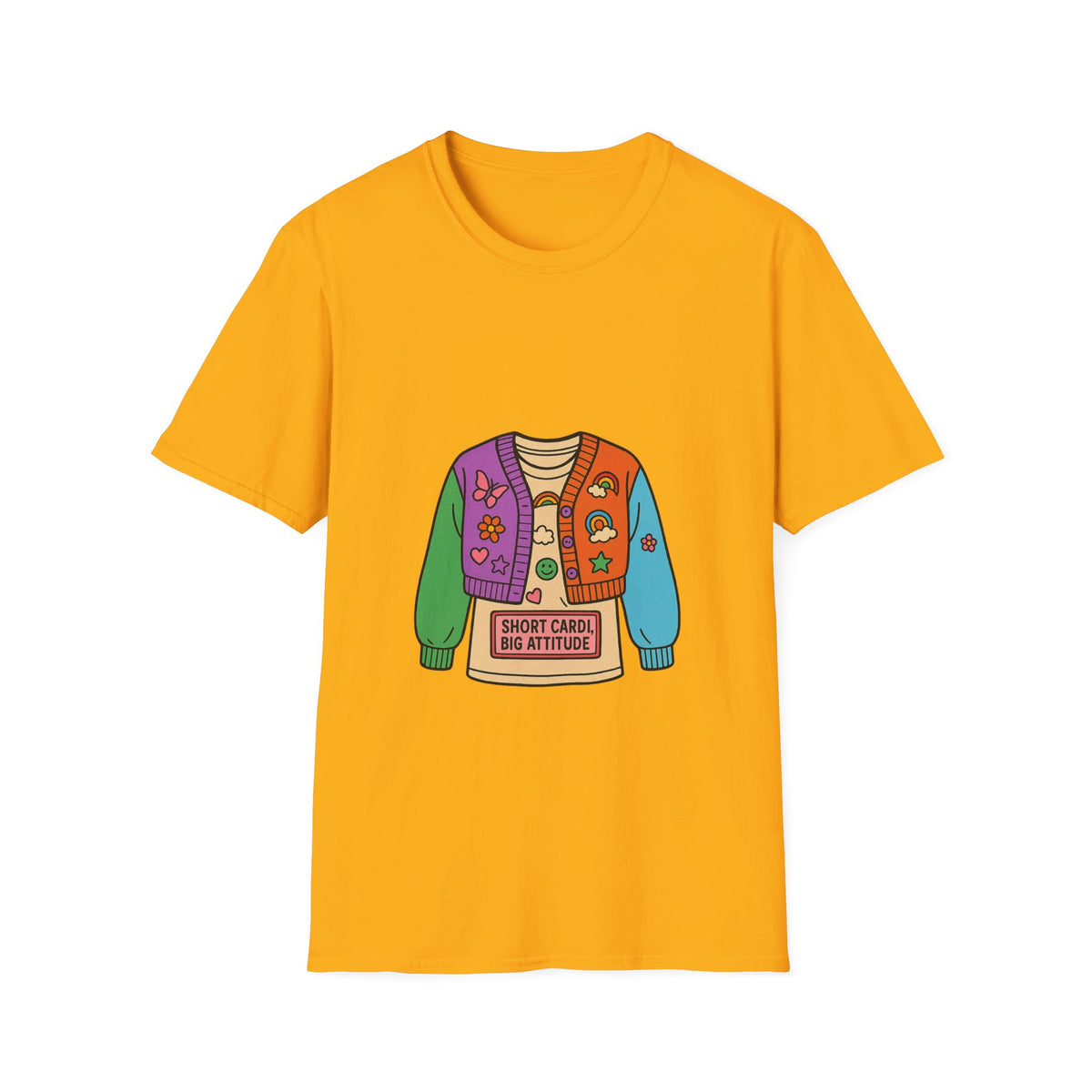 Colorful Patchwork Sweater Illustration T-Shirt - Trending Now - October 2026