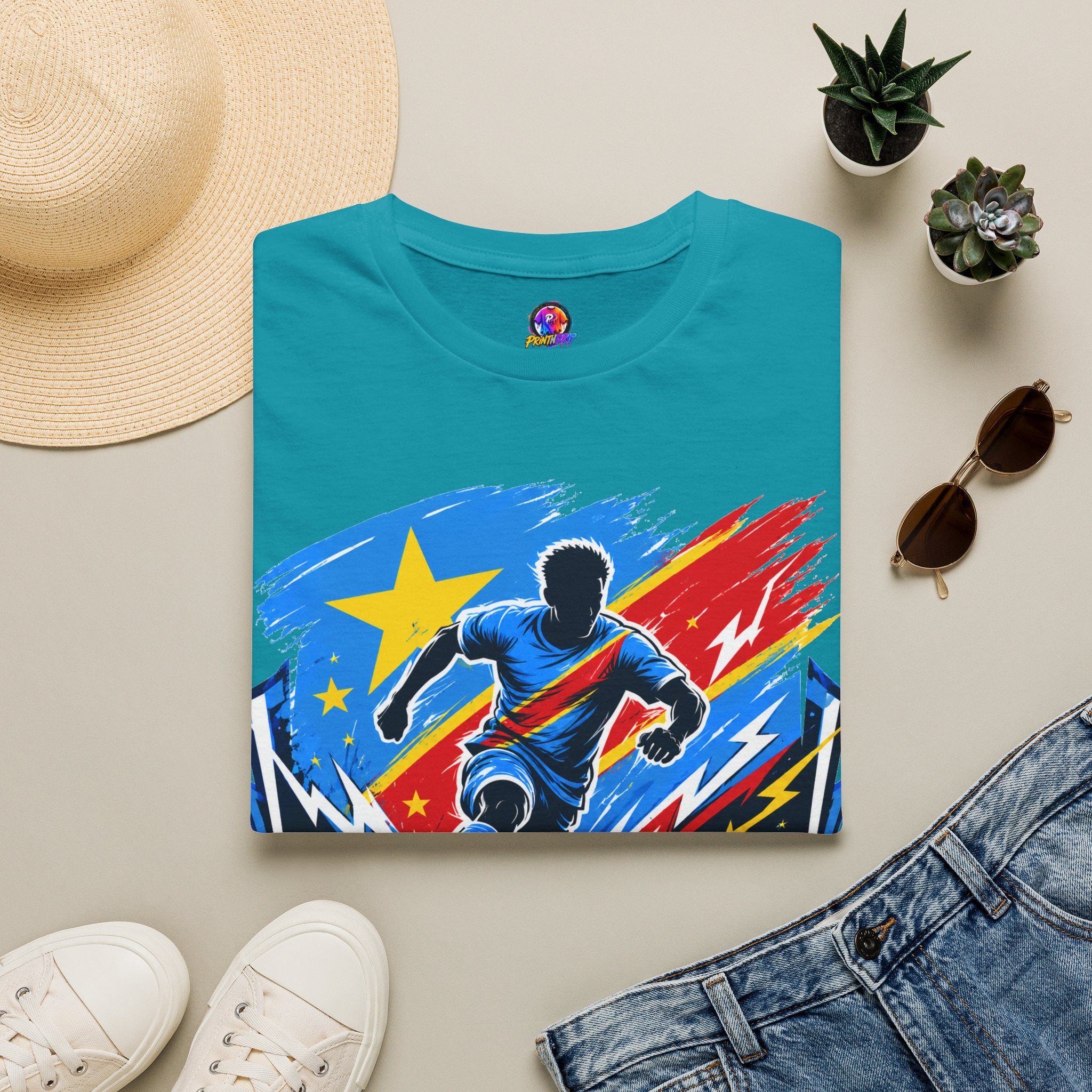 Congo Soccer T-Shirt — Congo Blue Rise Football Fan Tee