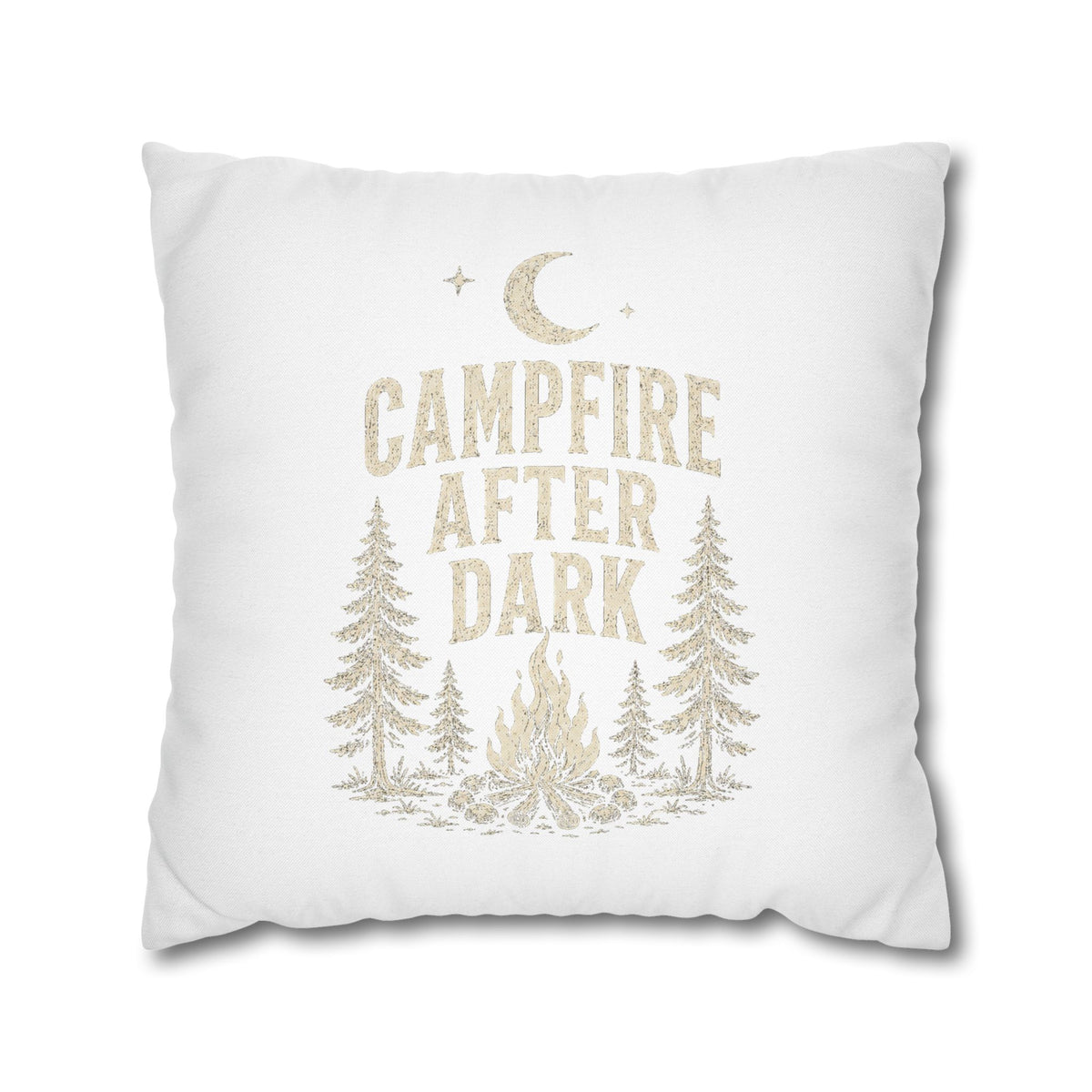 Campfire After Dark Decorative Pillowcase Milo Bailey Dog Dad Mom — Cozy Rustic Camping Throw Pillow
