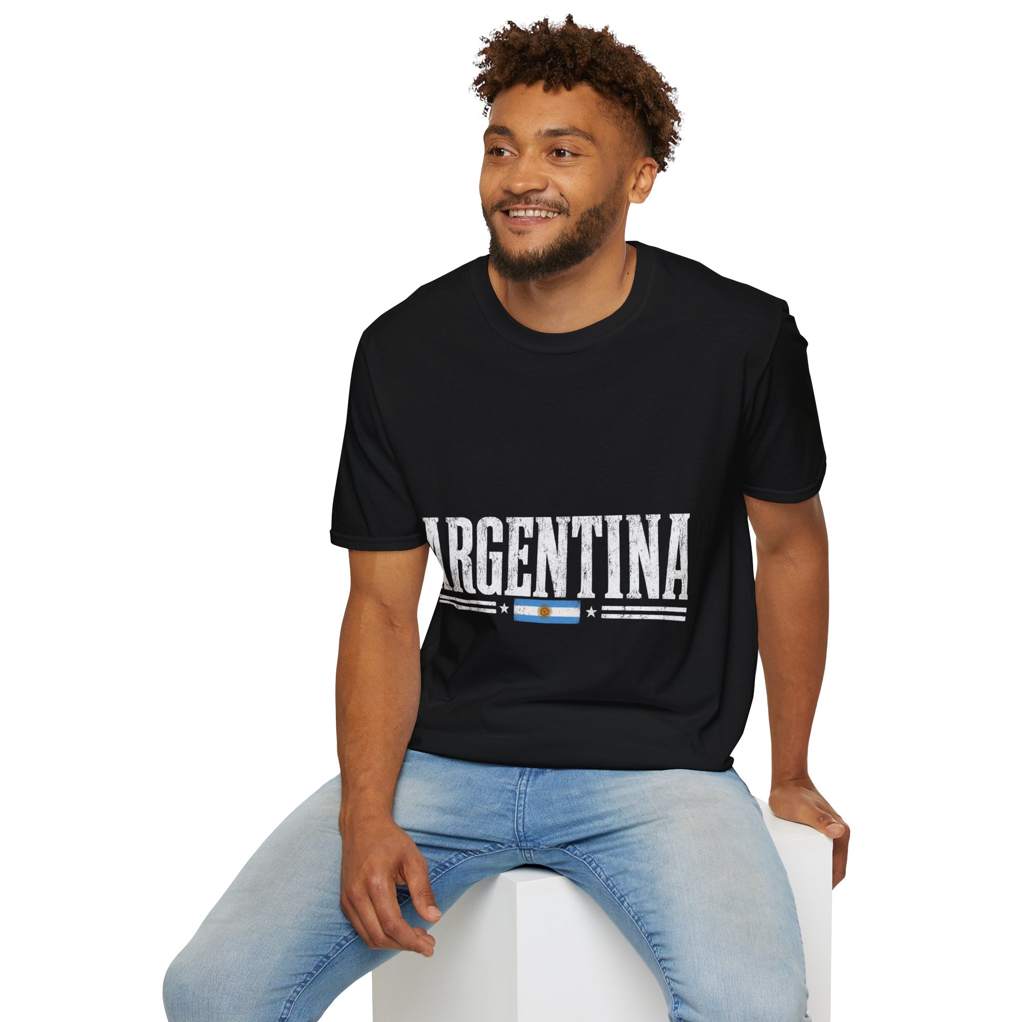 Argentina Graphic T-Shirt — Retro Flag Stripe Football Soccer Tee