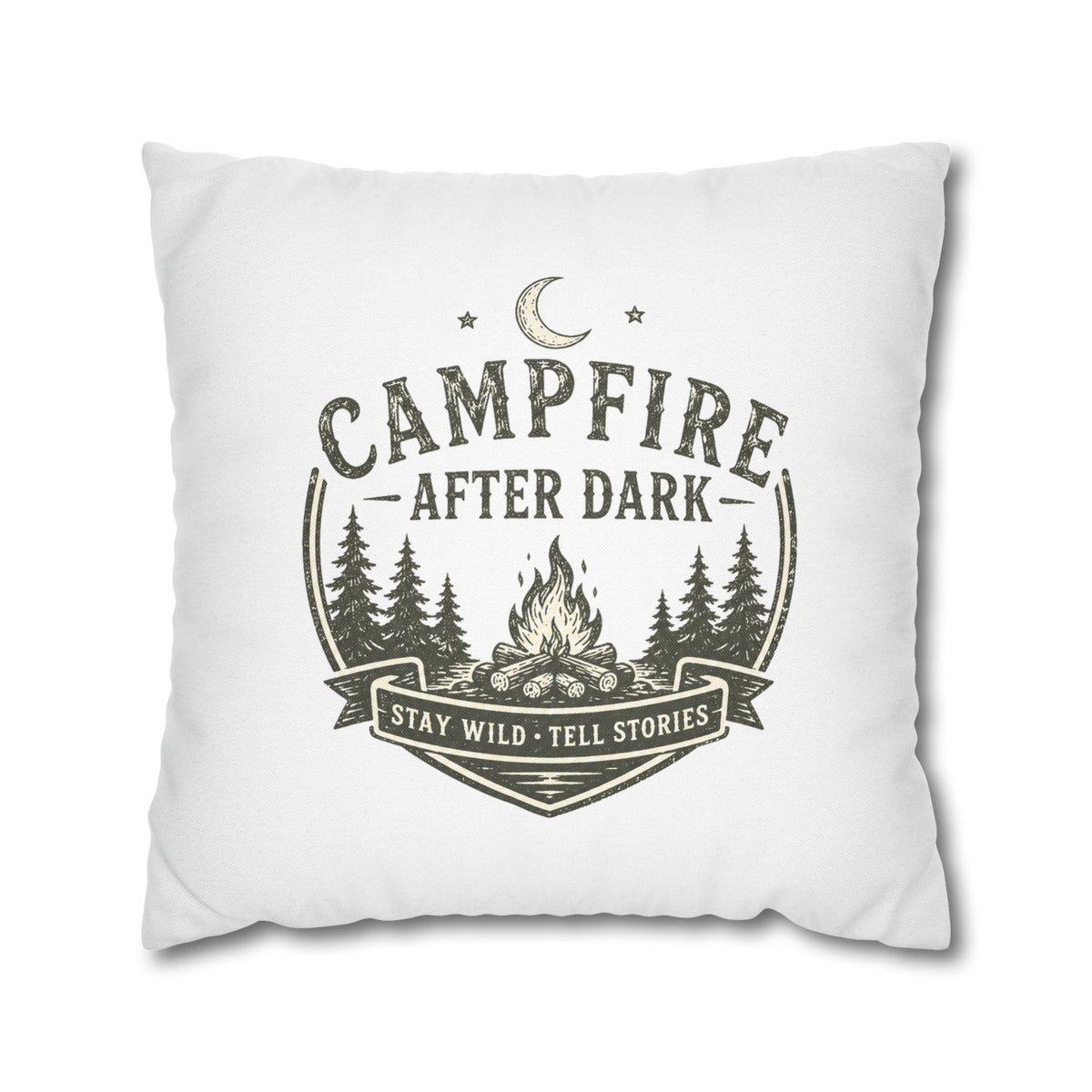 Campfire After Dark Pillowcase Milo Bailey Dog Dad Mom — Rustic Camping Throw Pillow Cover