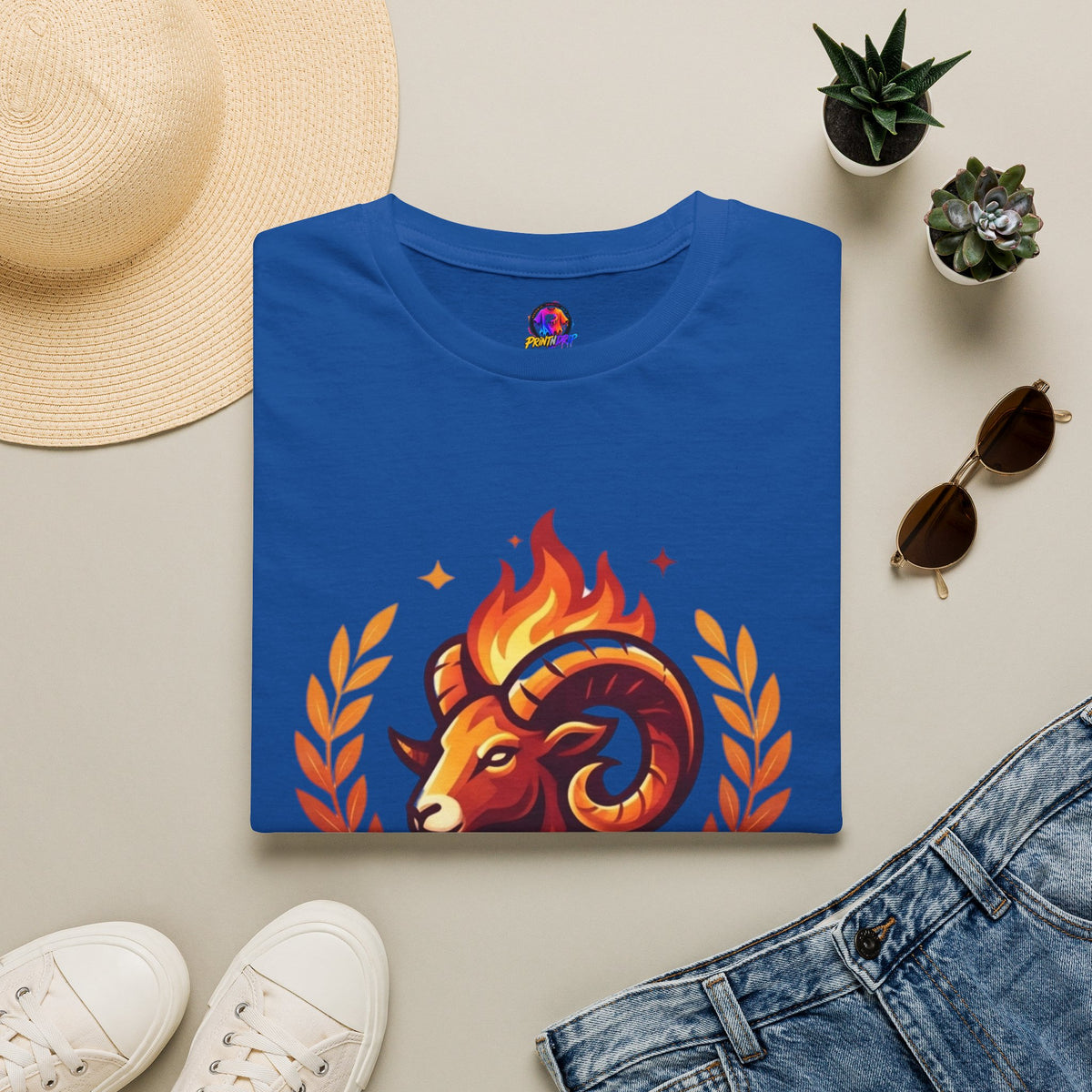 Aries Zodiac T-Shirt — "Born to Lead Not to Follow" Ram Graphic