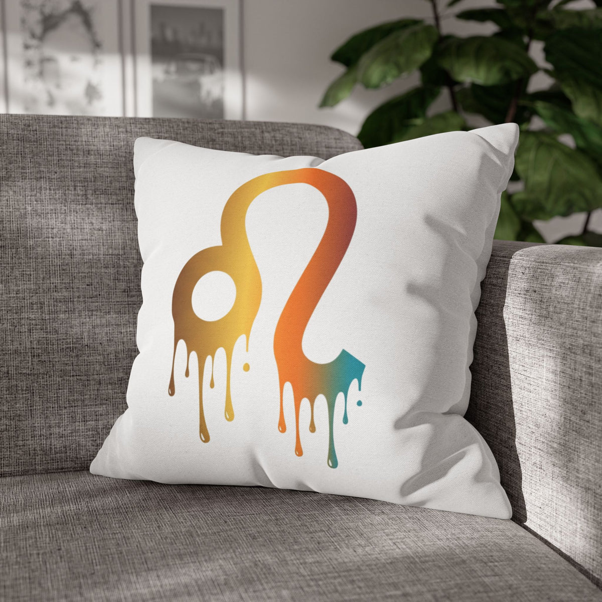 Leo Zodiac Drip Pillow – Gradient Astrology Throw Pillowcase