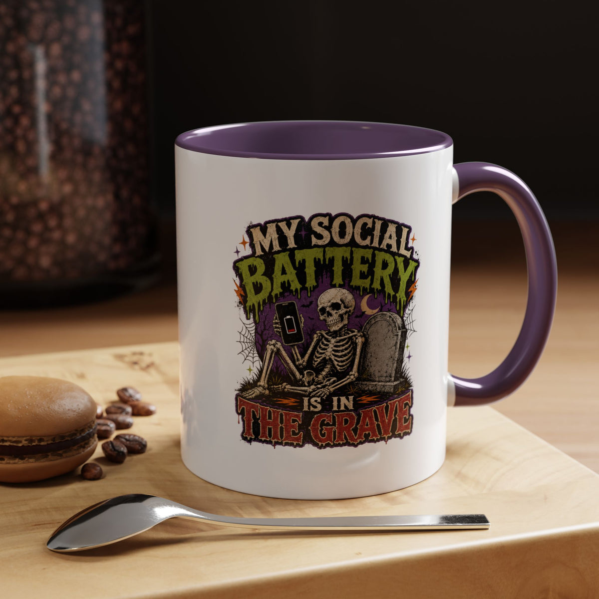 Halloween  My Social Battery Accent Coffee Mug