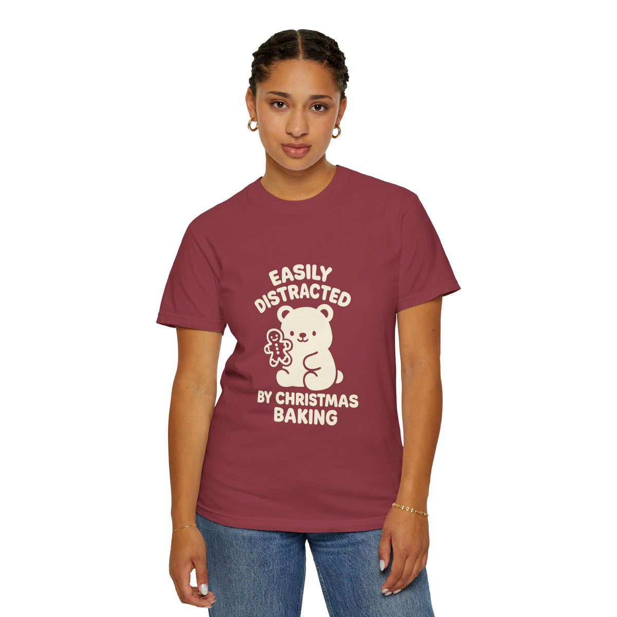 T-Shirt — "Easily Distracted by Christmas Baking" Cute Bear Holiday Tee- Trending Now - October 2026