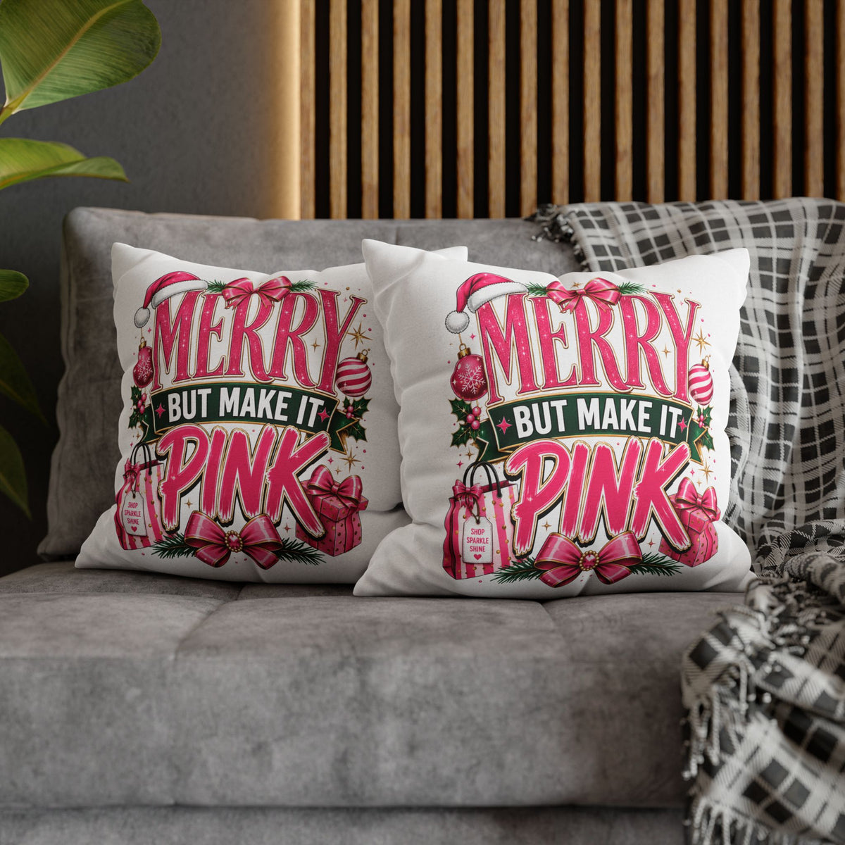 Christmas Merry But Make It Pink Christmas Pillowcase