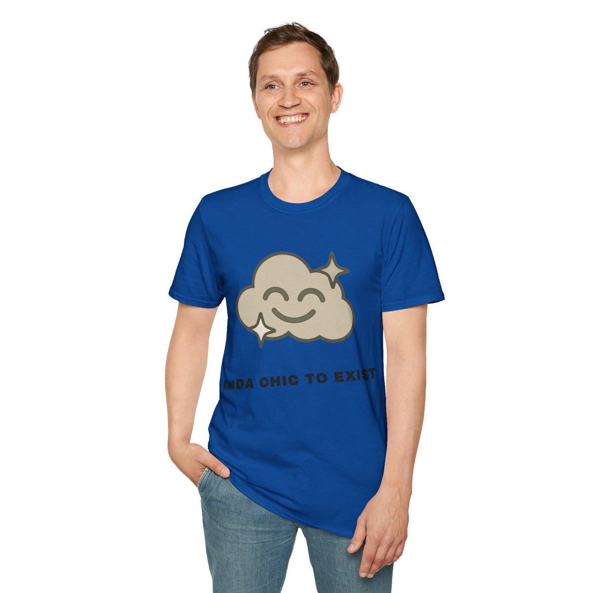 T-Shirt — "Kinda Chic to Exist" Smiling Cloud Graphic Tee - Trending Now - September 2026