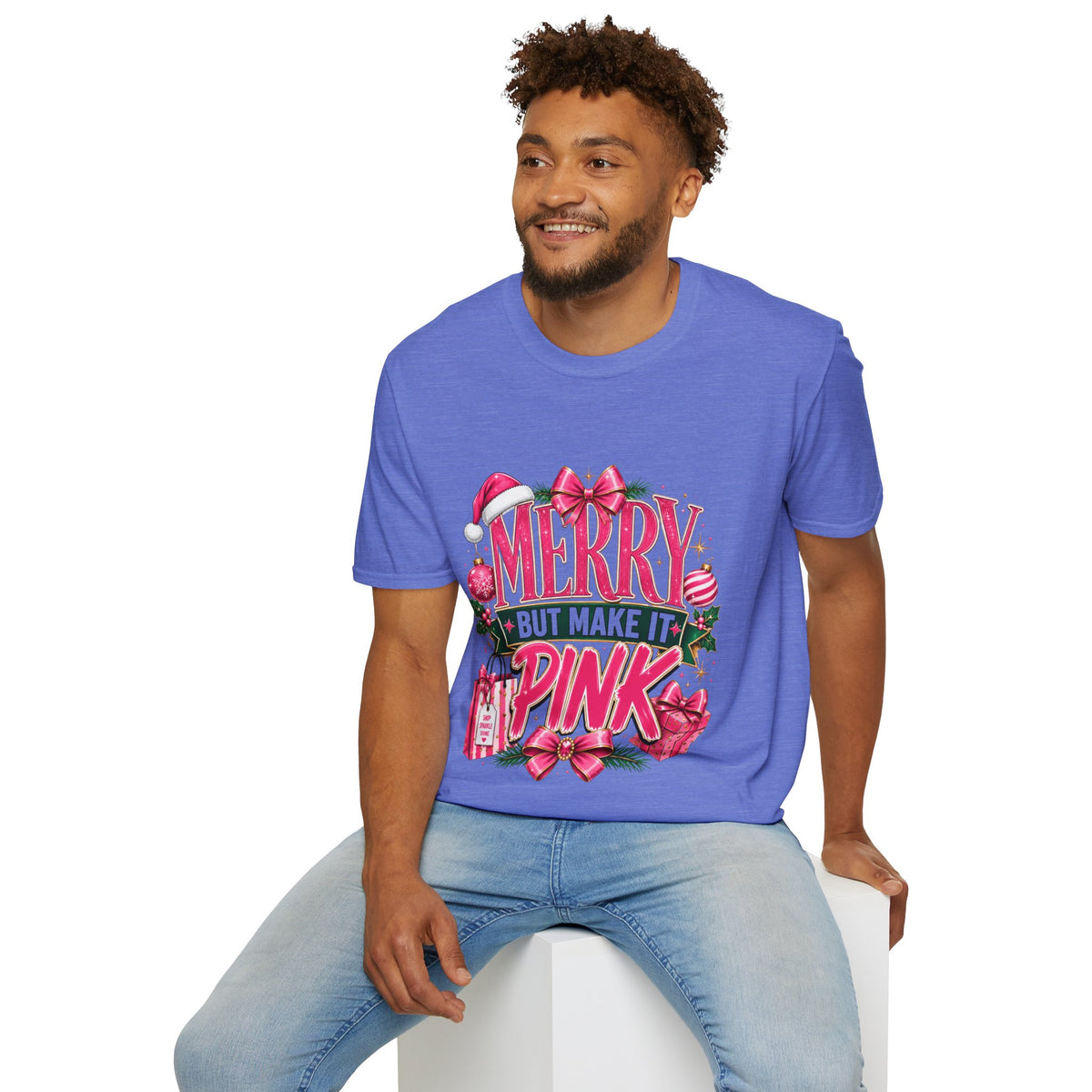 Christmas T-Shirt — "Merry But Make It Pink" Holiday Tee