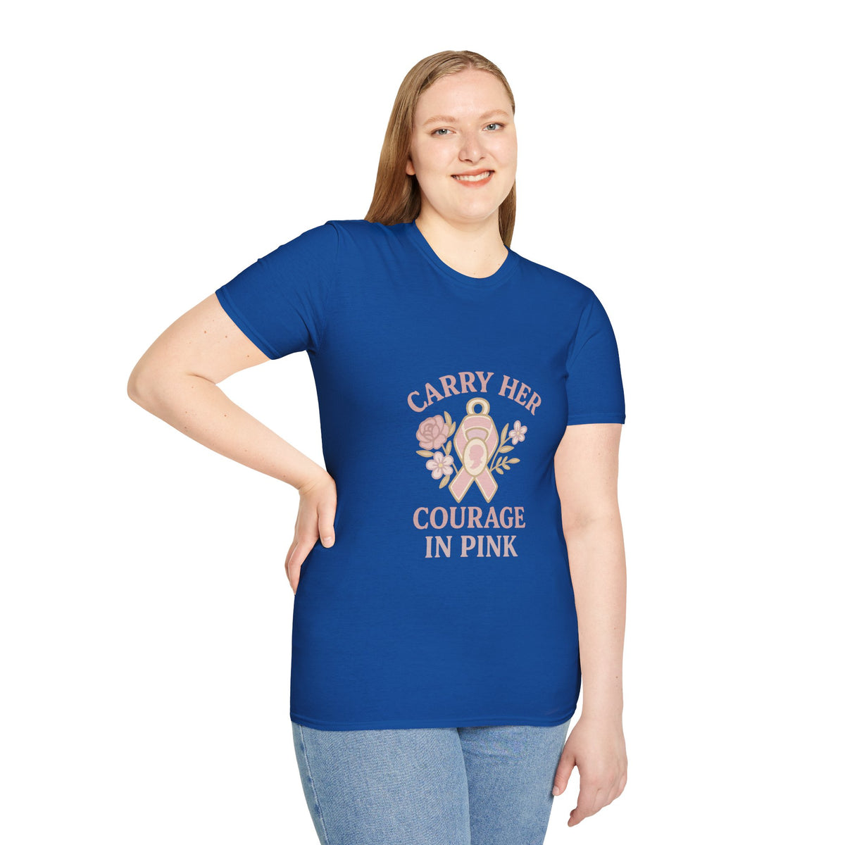 T-Shirt — "Carry Her Courage in Pink" Floral Breast Cancer Awareness Tee - Trending Now - October 2026